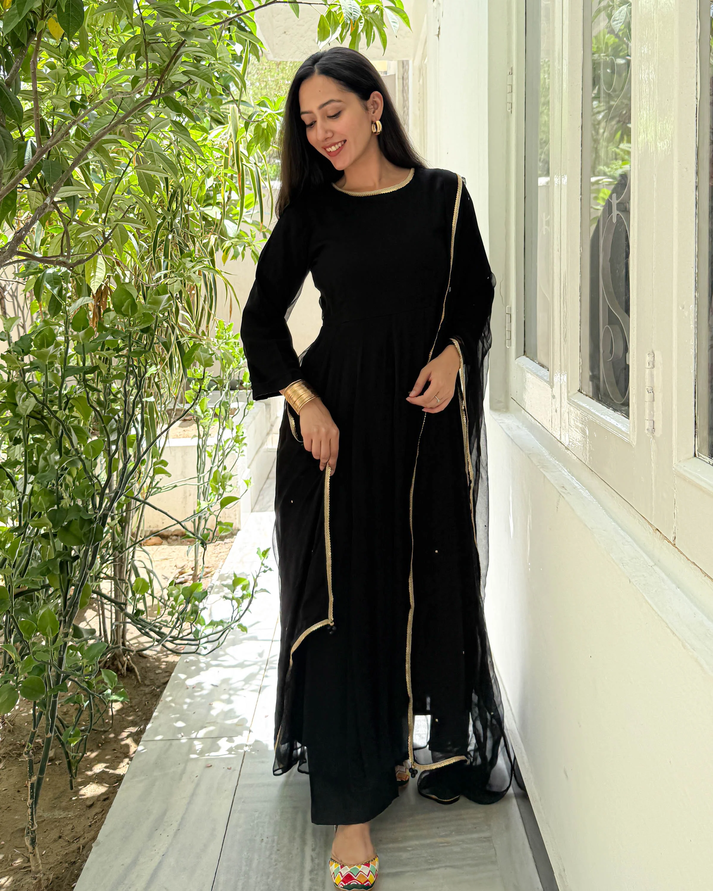 Black Chiffon Sequin Suit Set - Woolfily