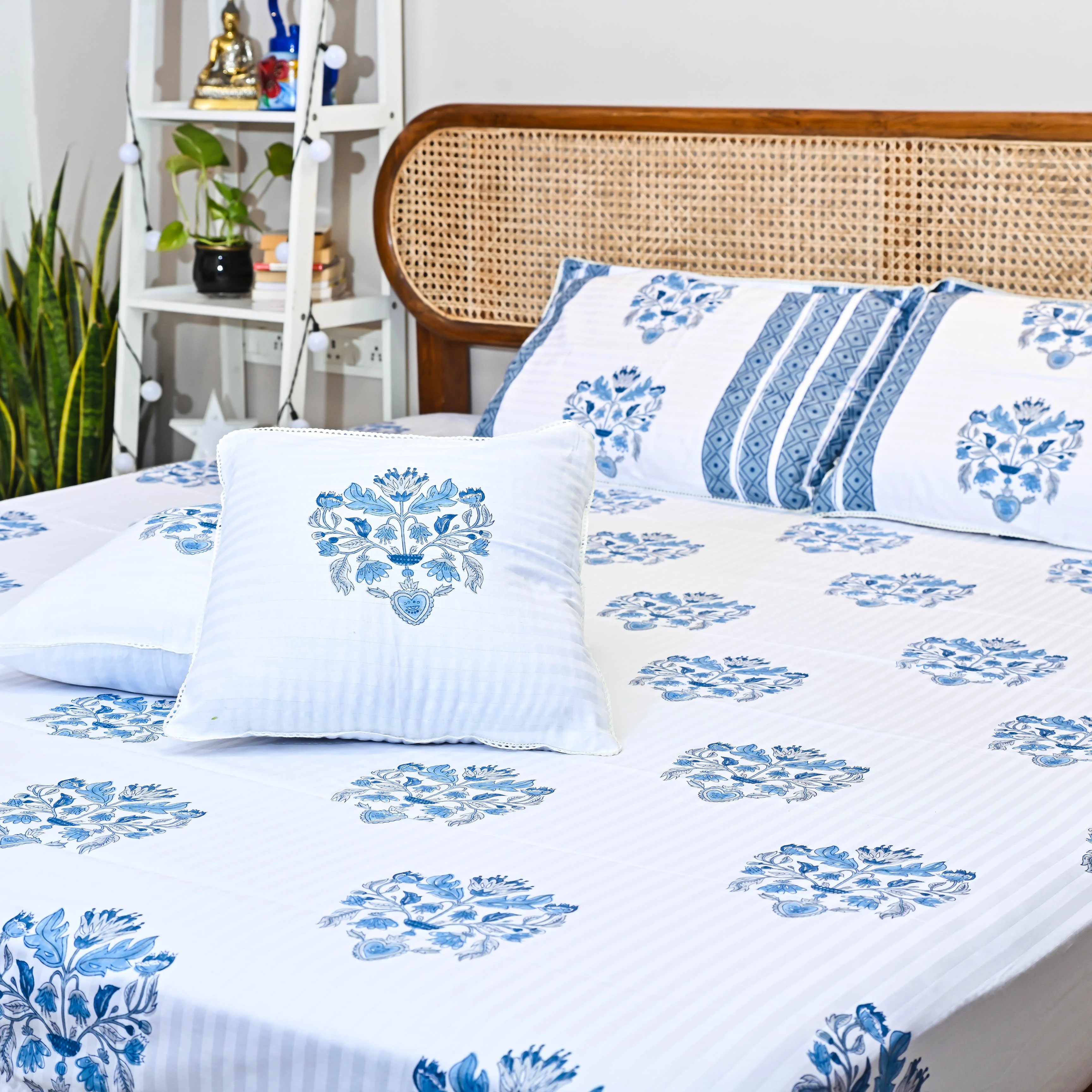 Bunaai Happy At Home Handblock Printed Bedsheet - Woolfily