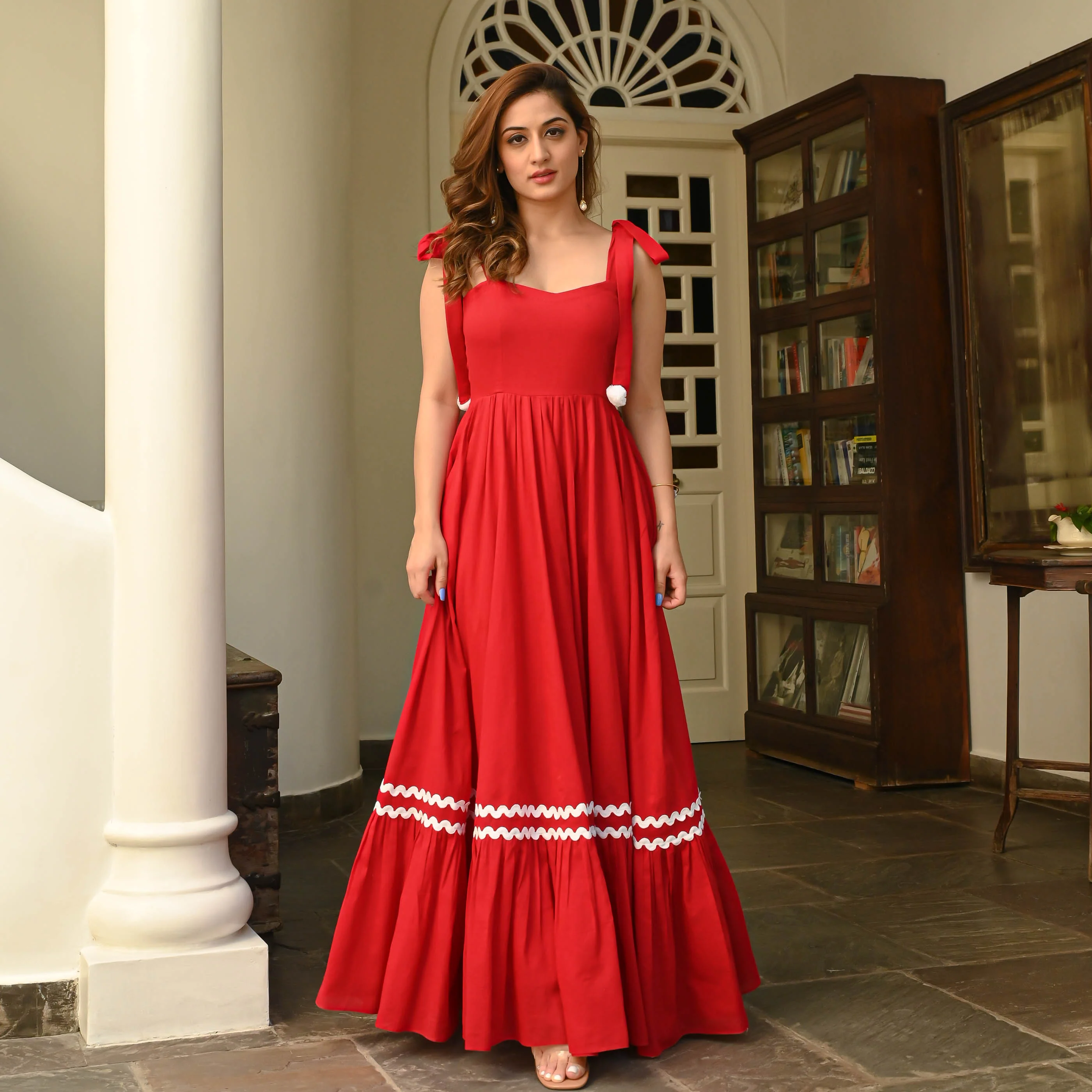 Hot Red Cotton Dress - Woolfily