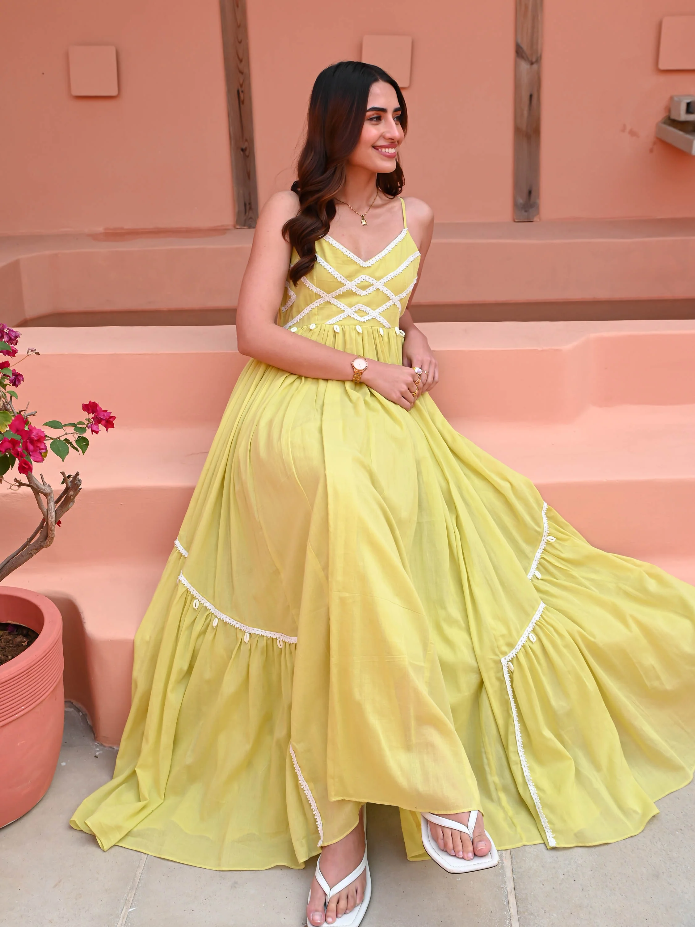 Custard Yellow Cotton Dress - Woolfily