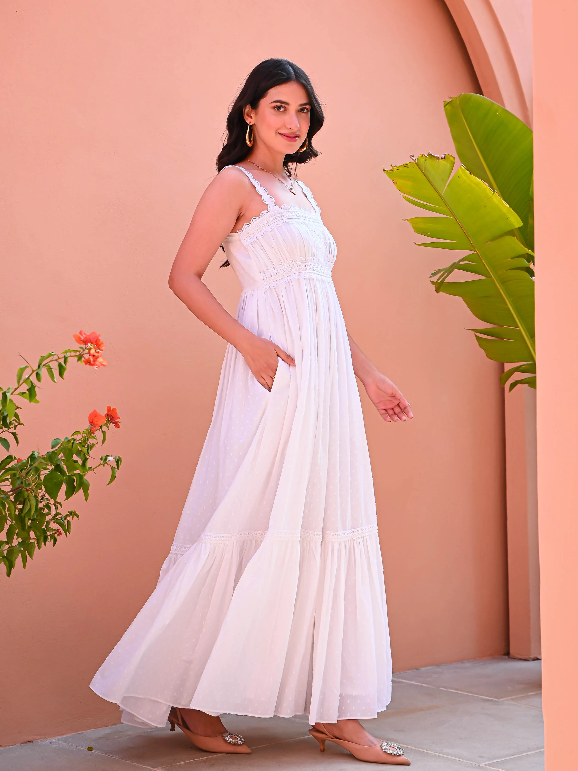 Classic White Tiered Dress - Woolfily