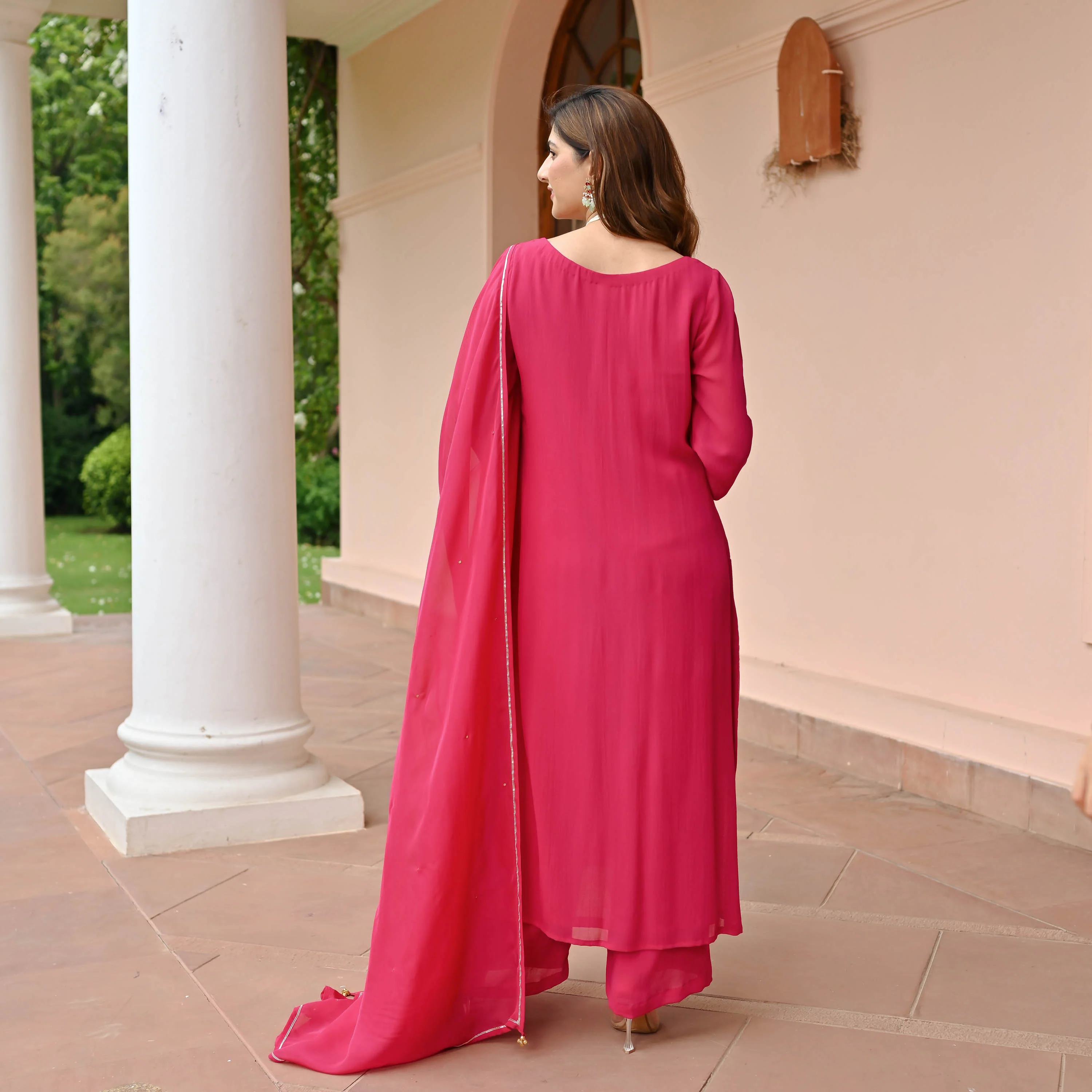 Pink Charm Georgette Suit Set - Woolfily