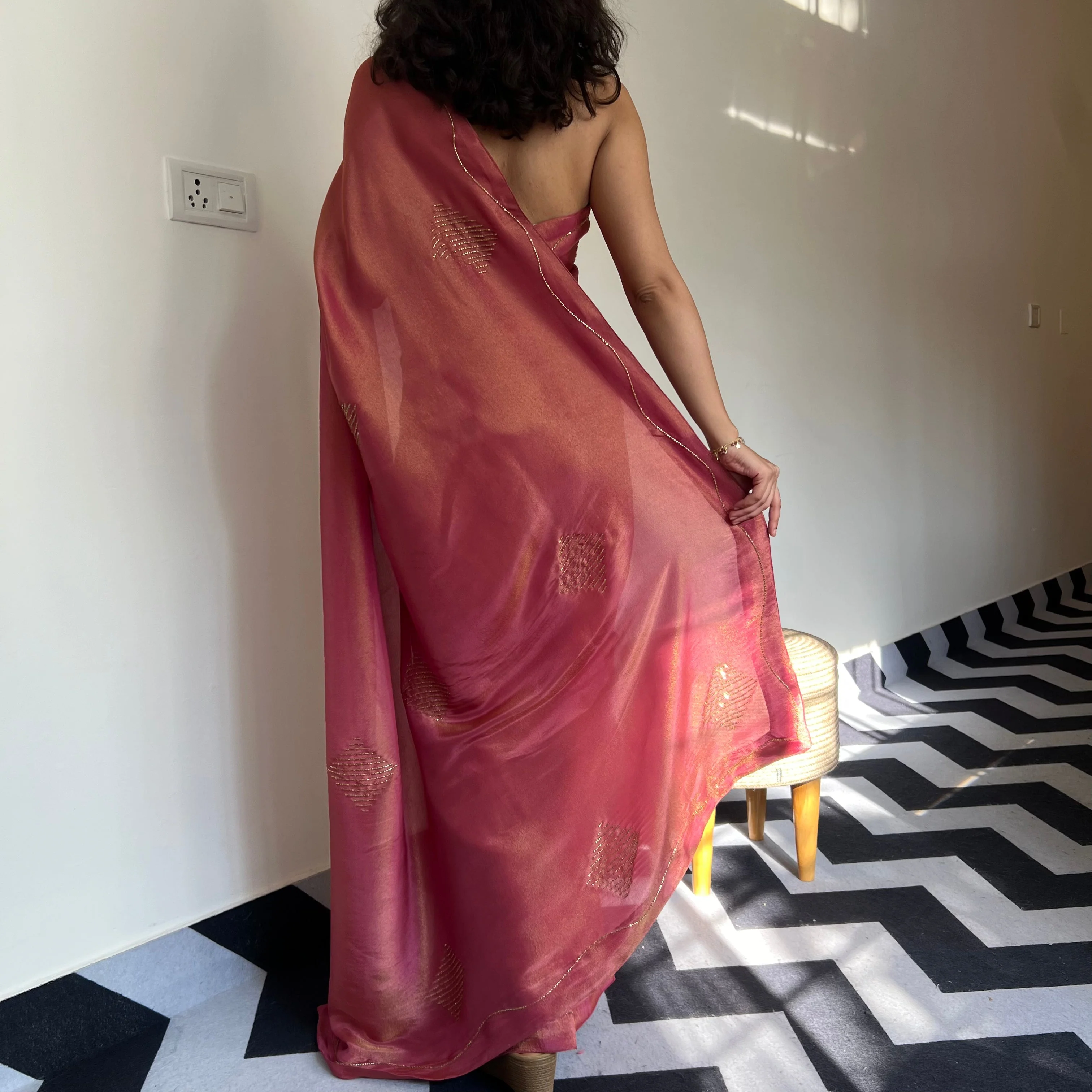 Ruby Radiance Tissue Saree - Woolfily