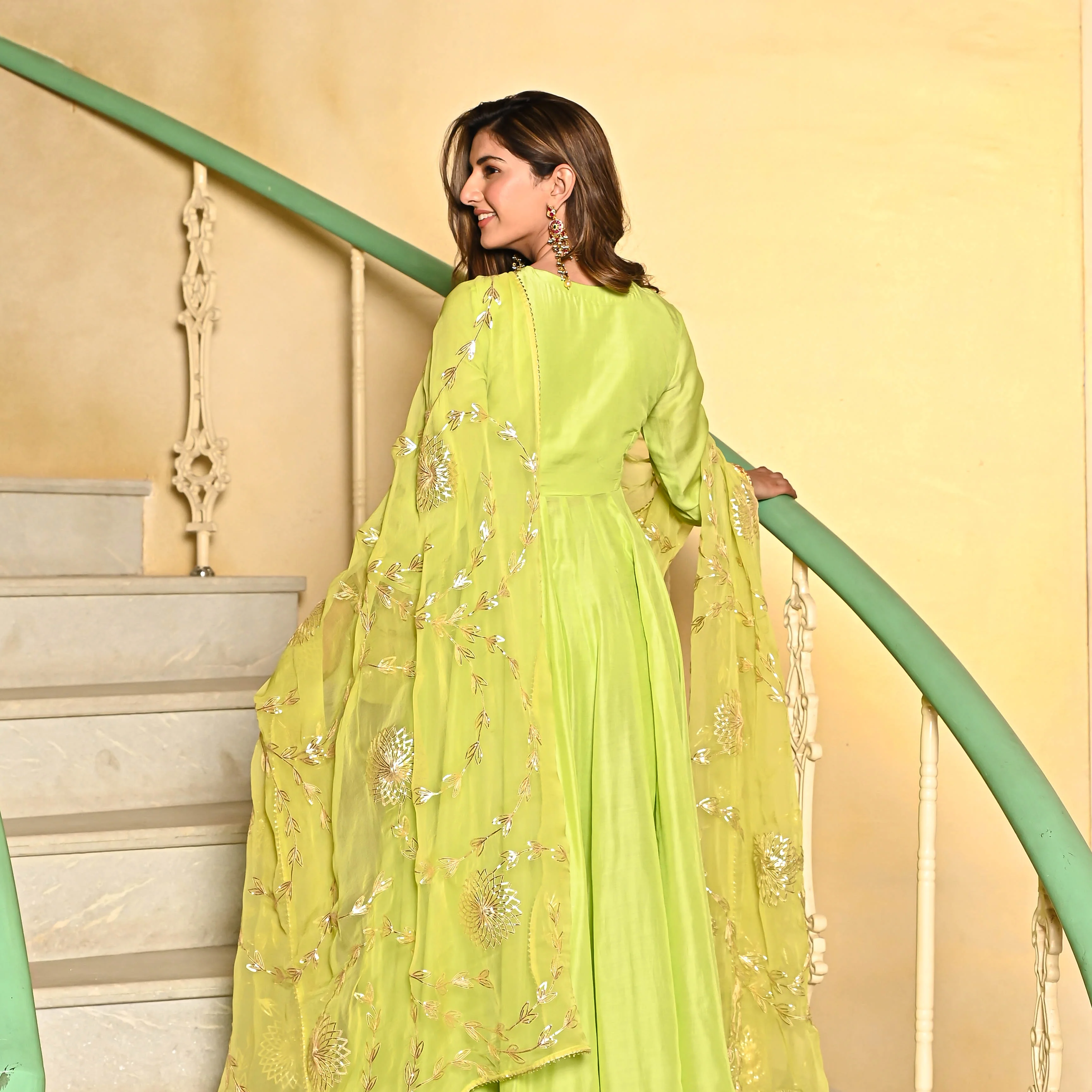 Bunaai Green Gotta Salwar Suit - Woolfily