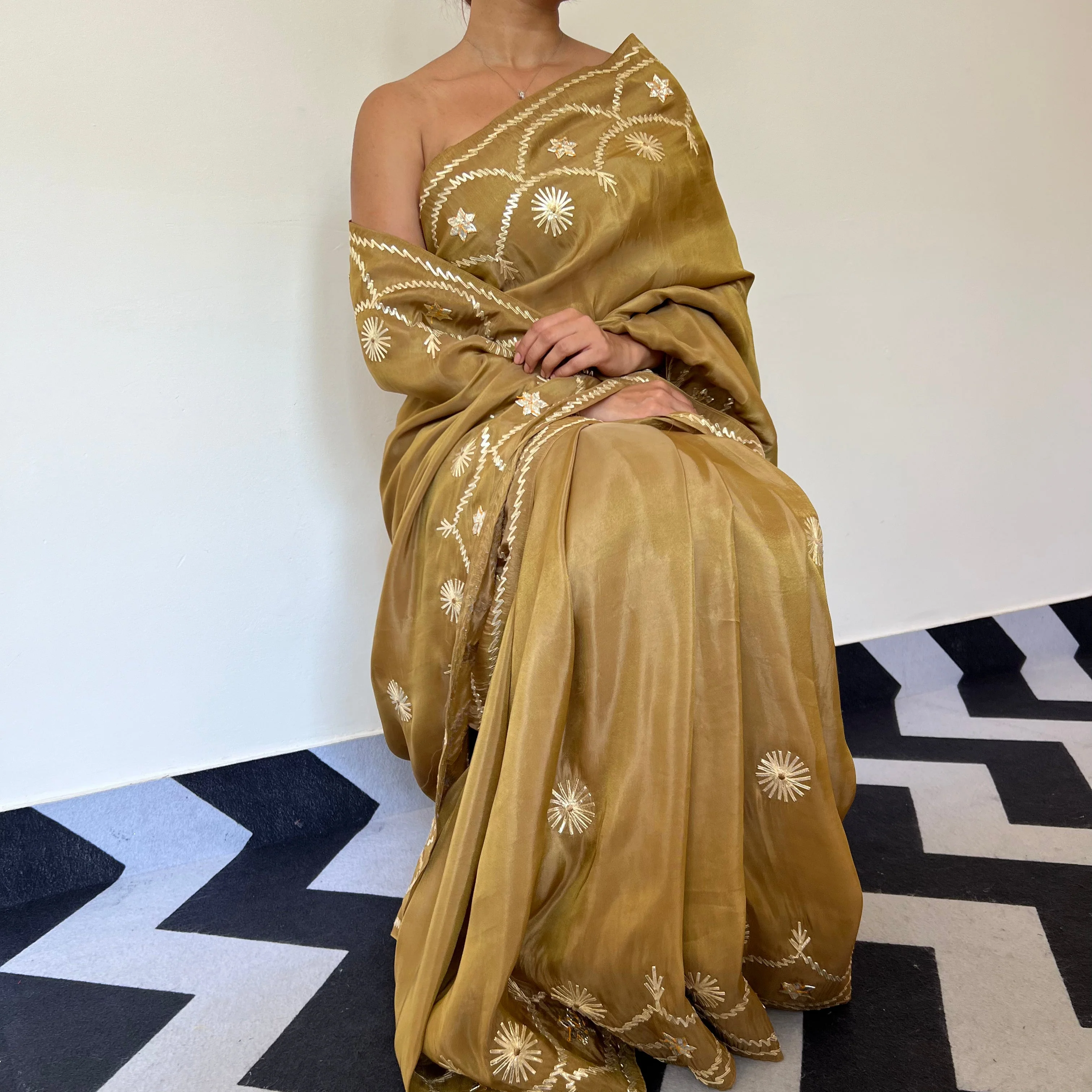 Bronze Love Tissue Saree - Woolfily