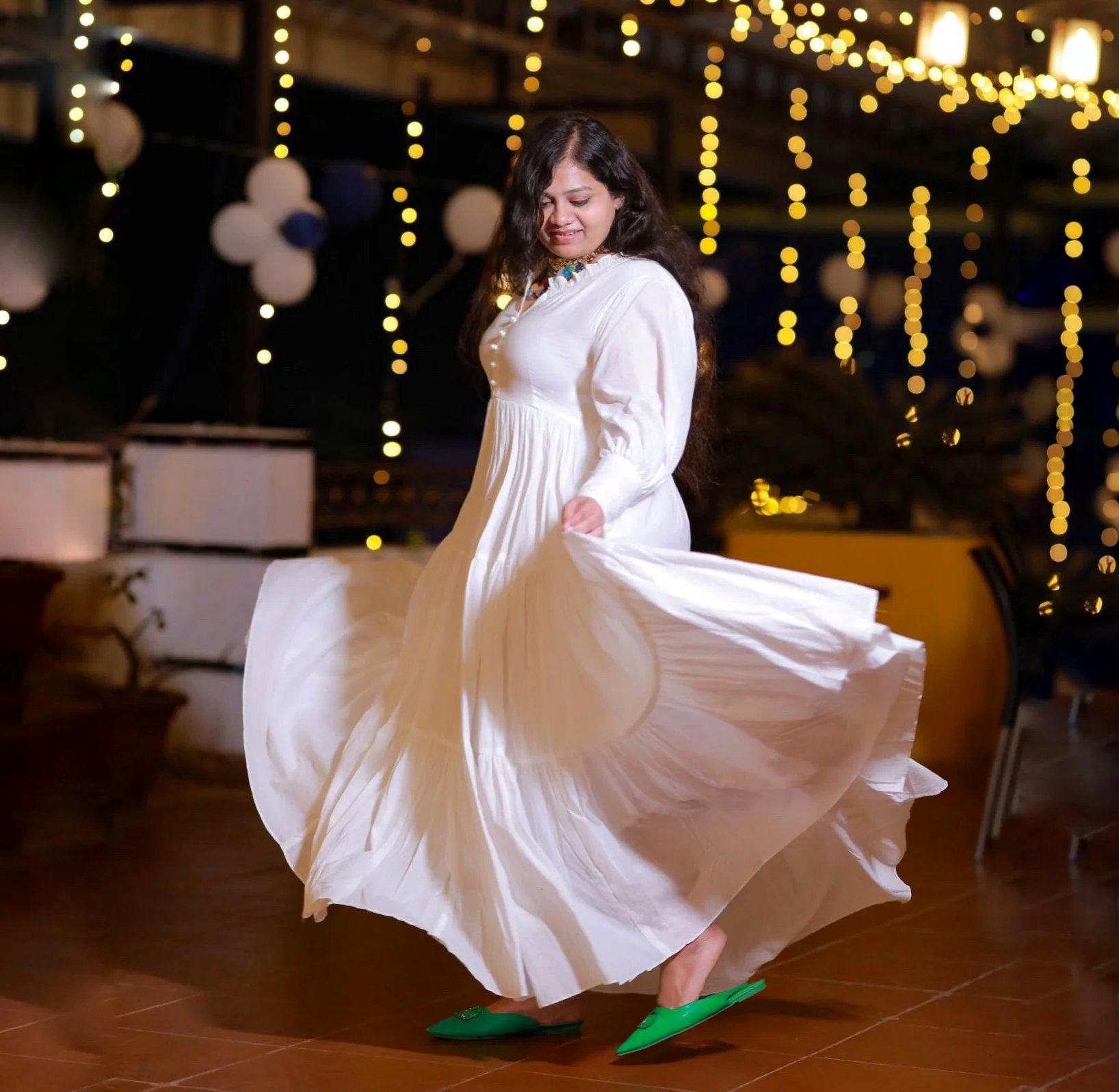 Bunaai Pure White Cotton Maxi Dress - Woolfily