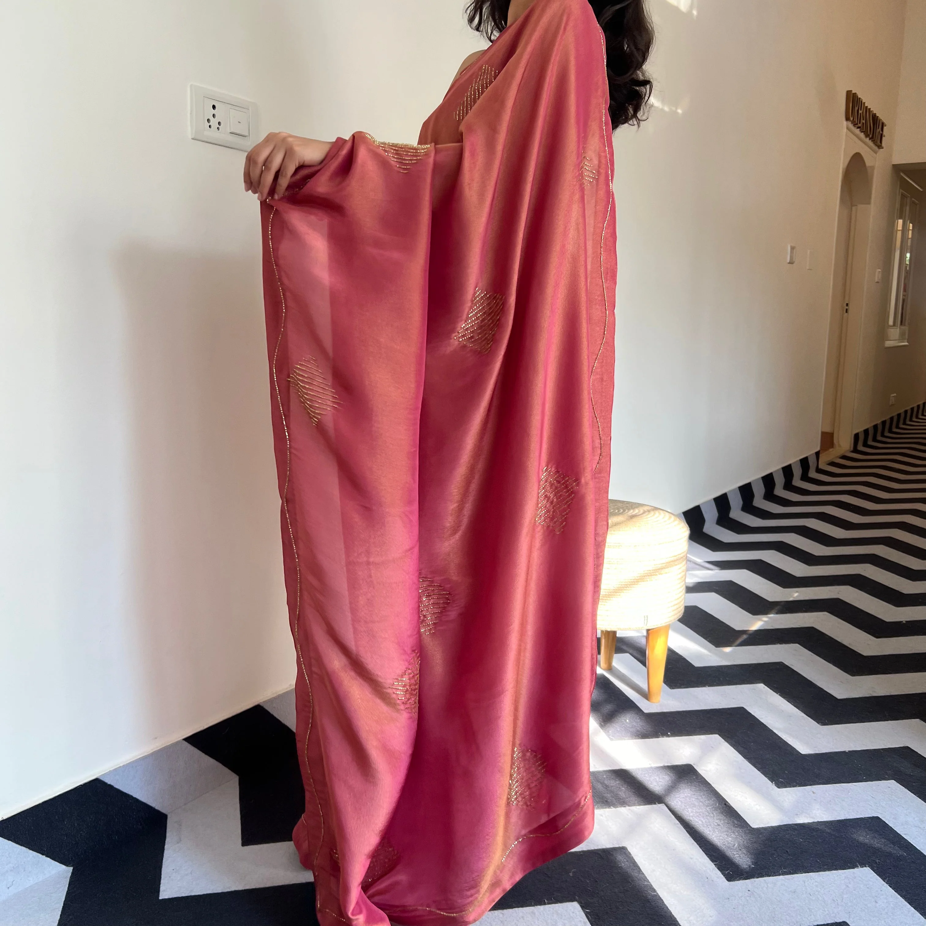 Ruby Radiance Tissue Saree - Woolfily