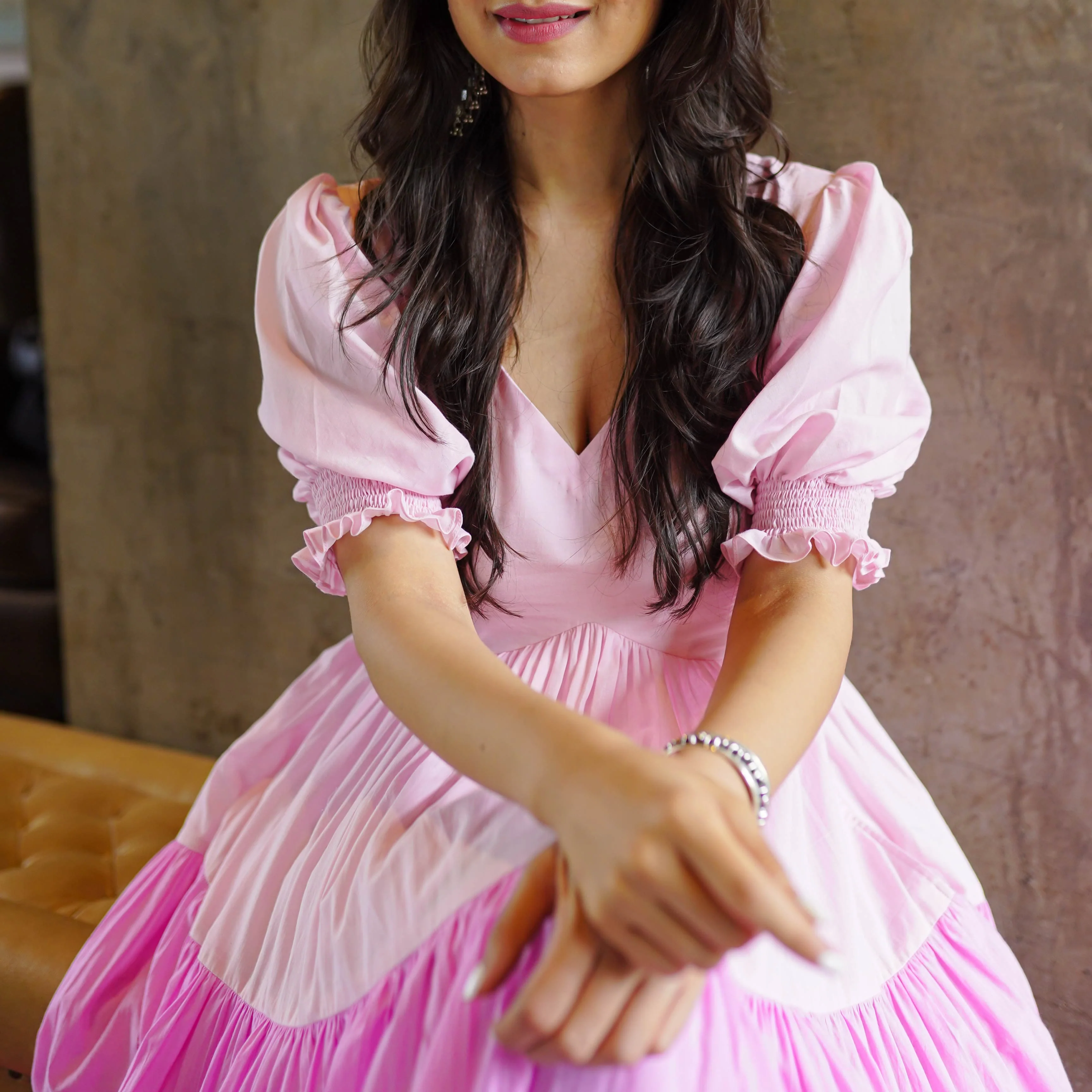 Shades Of Pink Cotton Maxi Dress - Woolfily