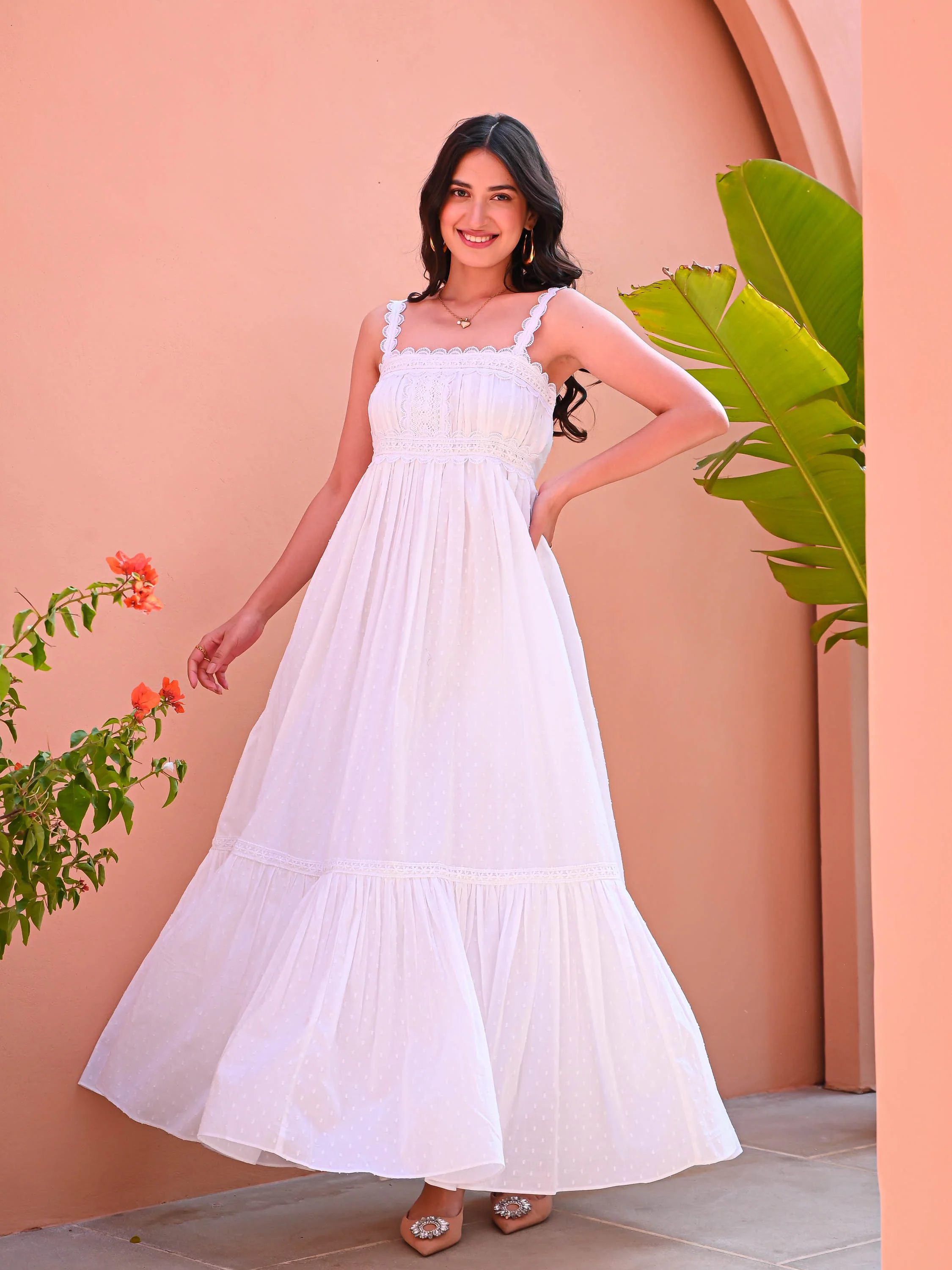 Classic White Tiered Dress - Woolfily