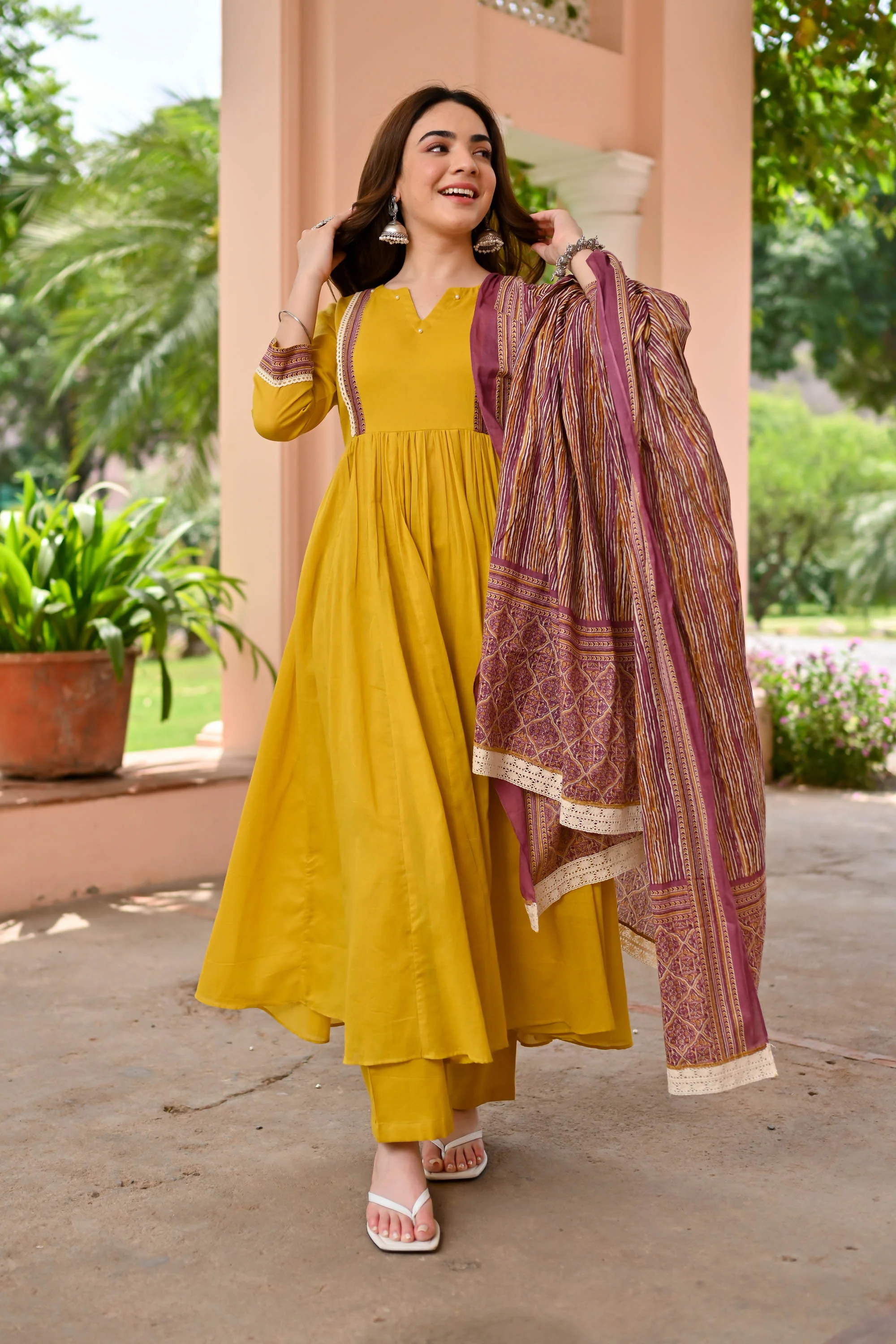 Navya Cotton Suit Set Trio - Woolfily