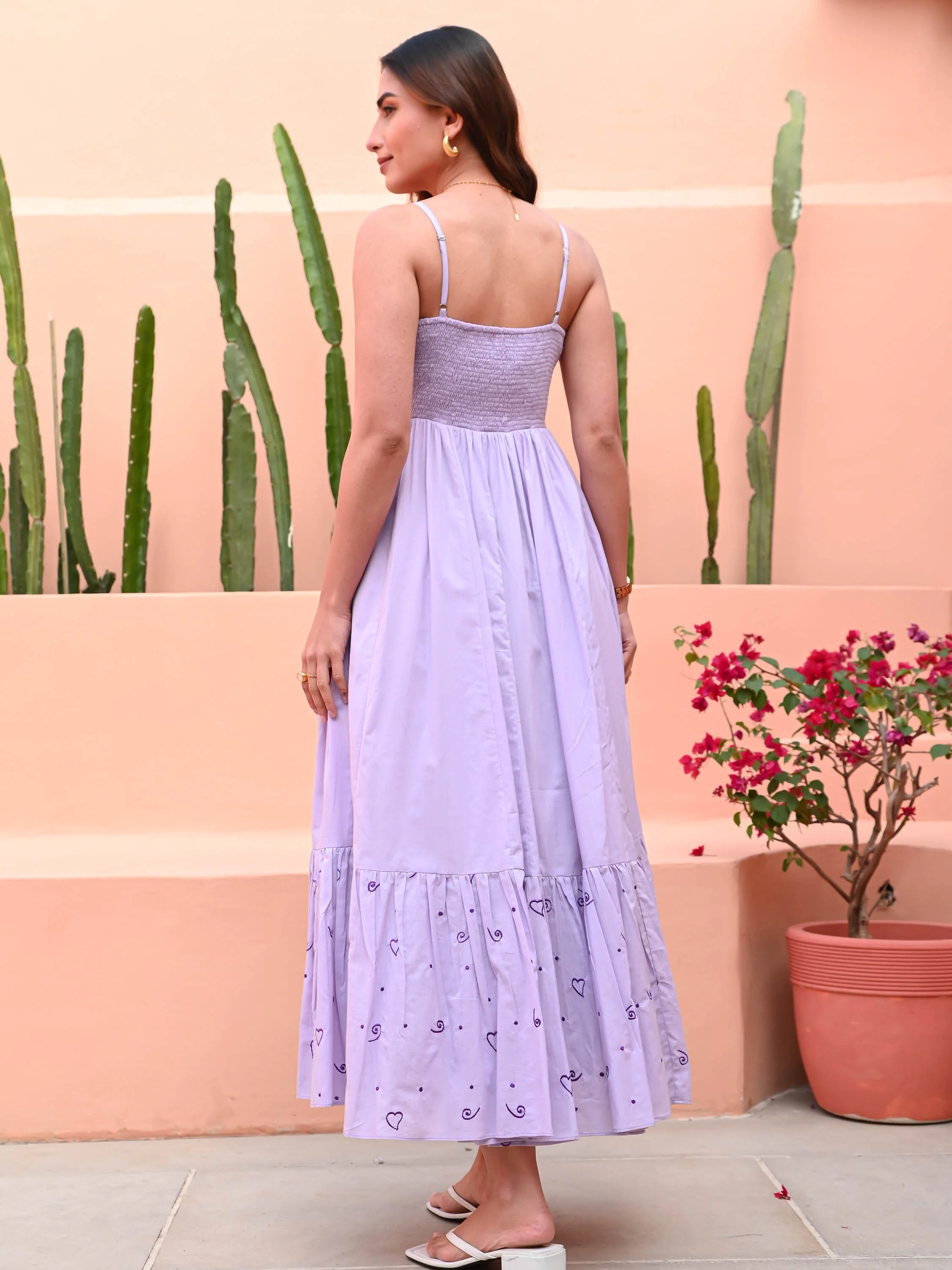 Light Orchid Cotton Dress - Woolfily