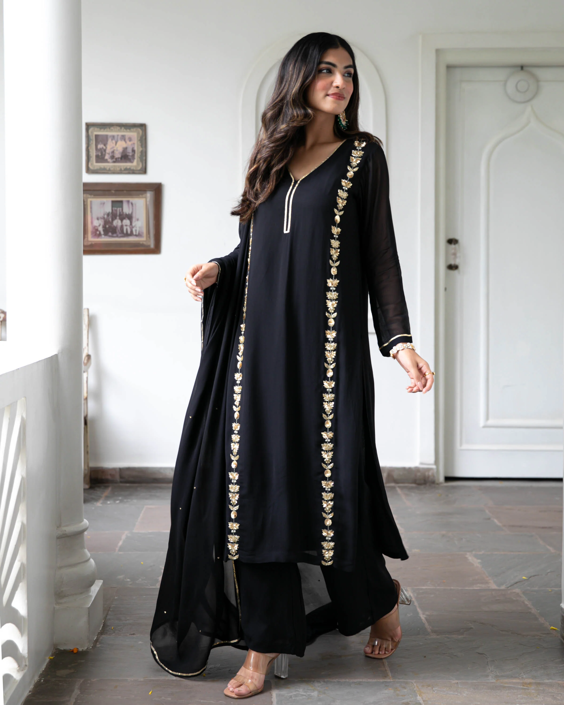 Black Hand Embroideres Suit Set - Woolfily