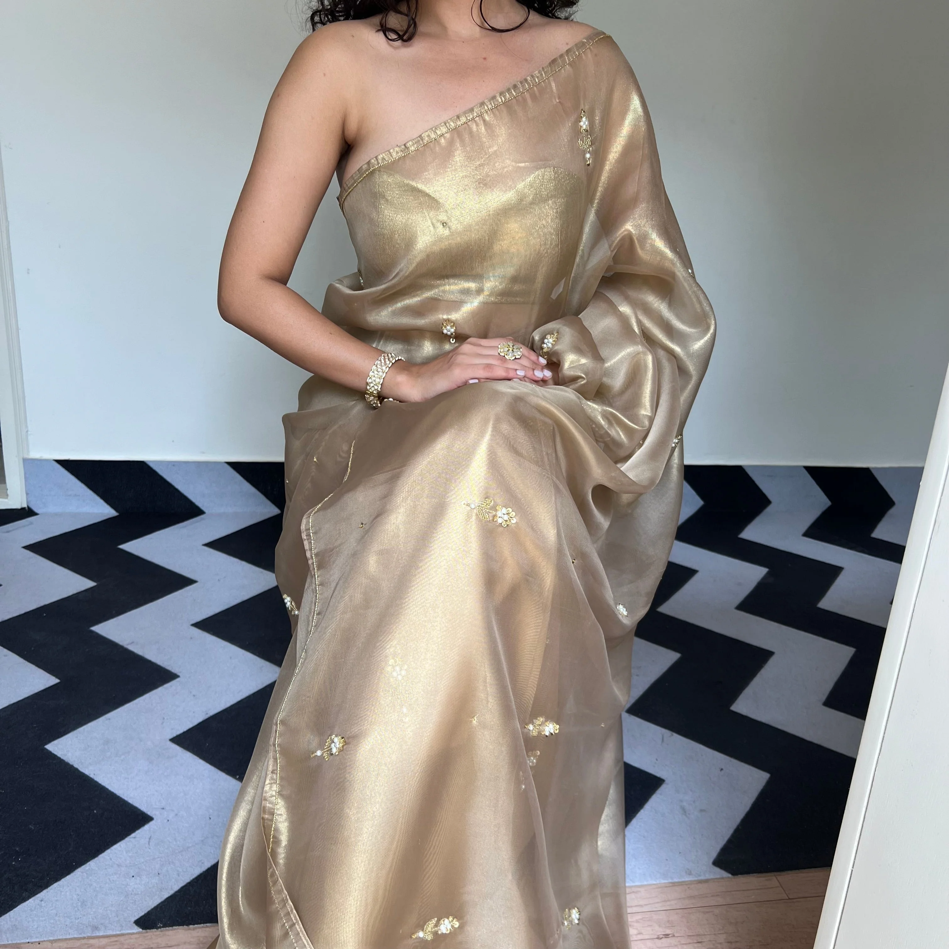 Gold Glamour Saree - Woolfily