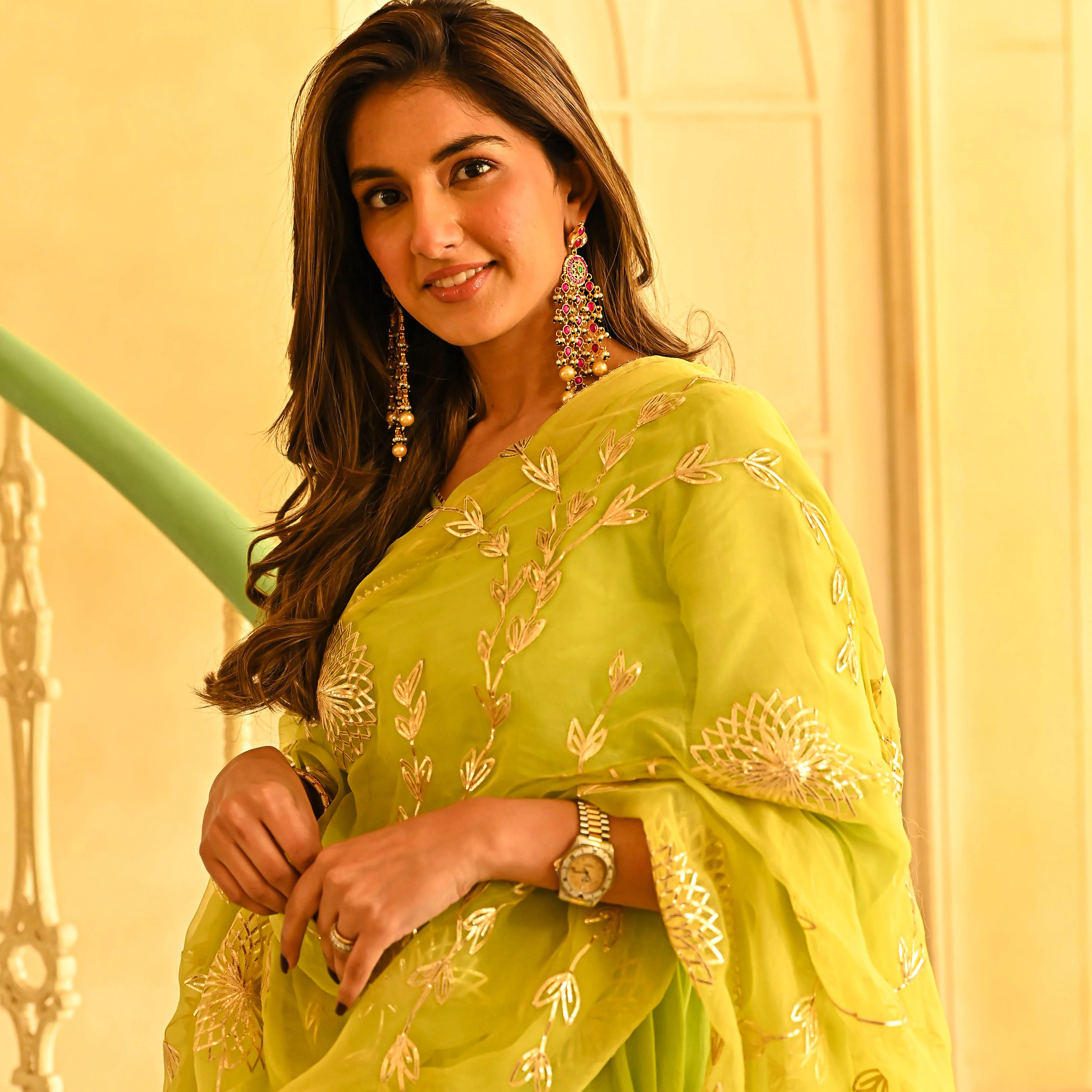 Bunaai Green Gotta Salwar Suit - Woolfily