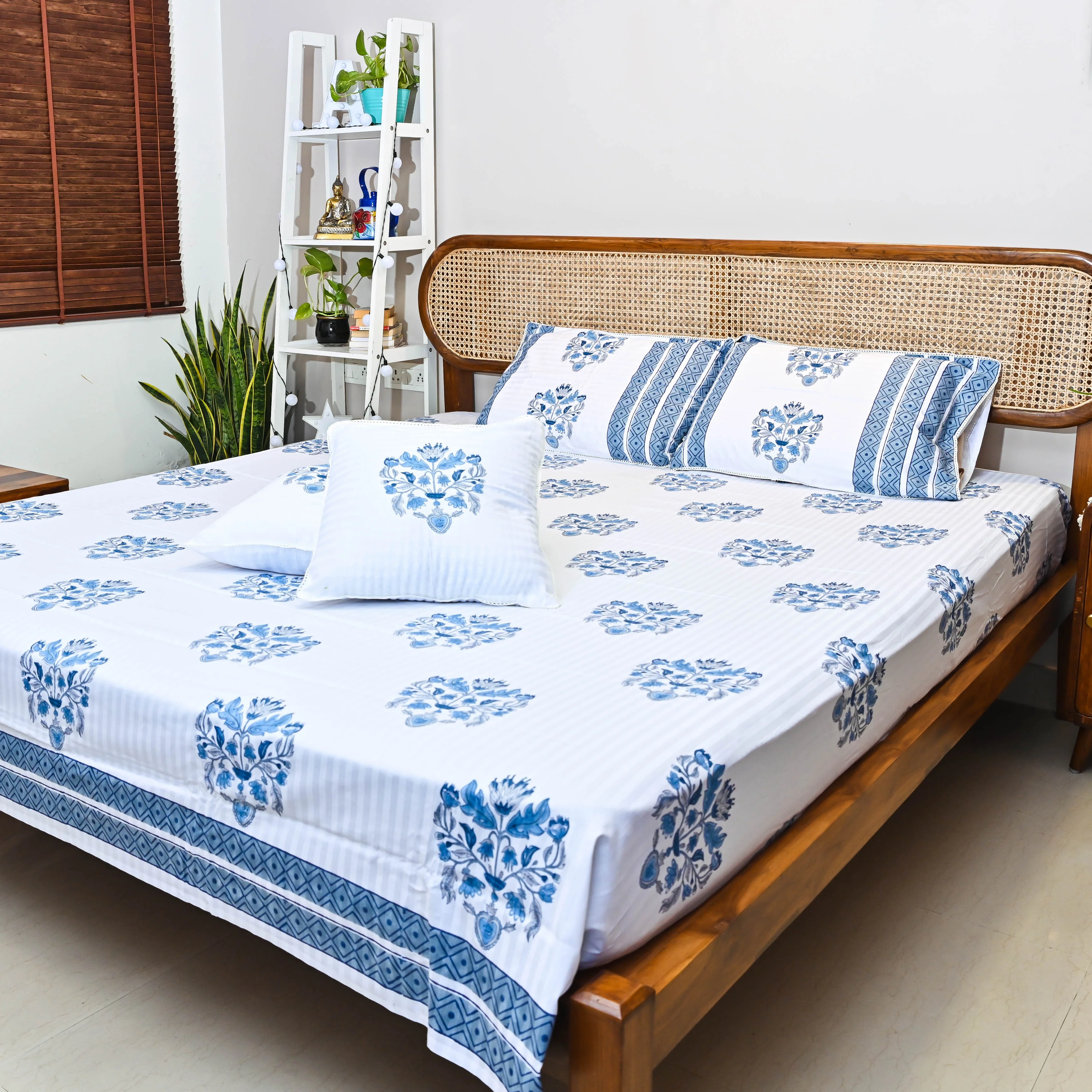 Bunaai Happy At Home Handblock Printed Bedsheet - Woolfily