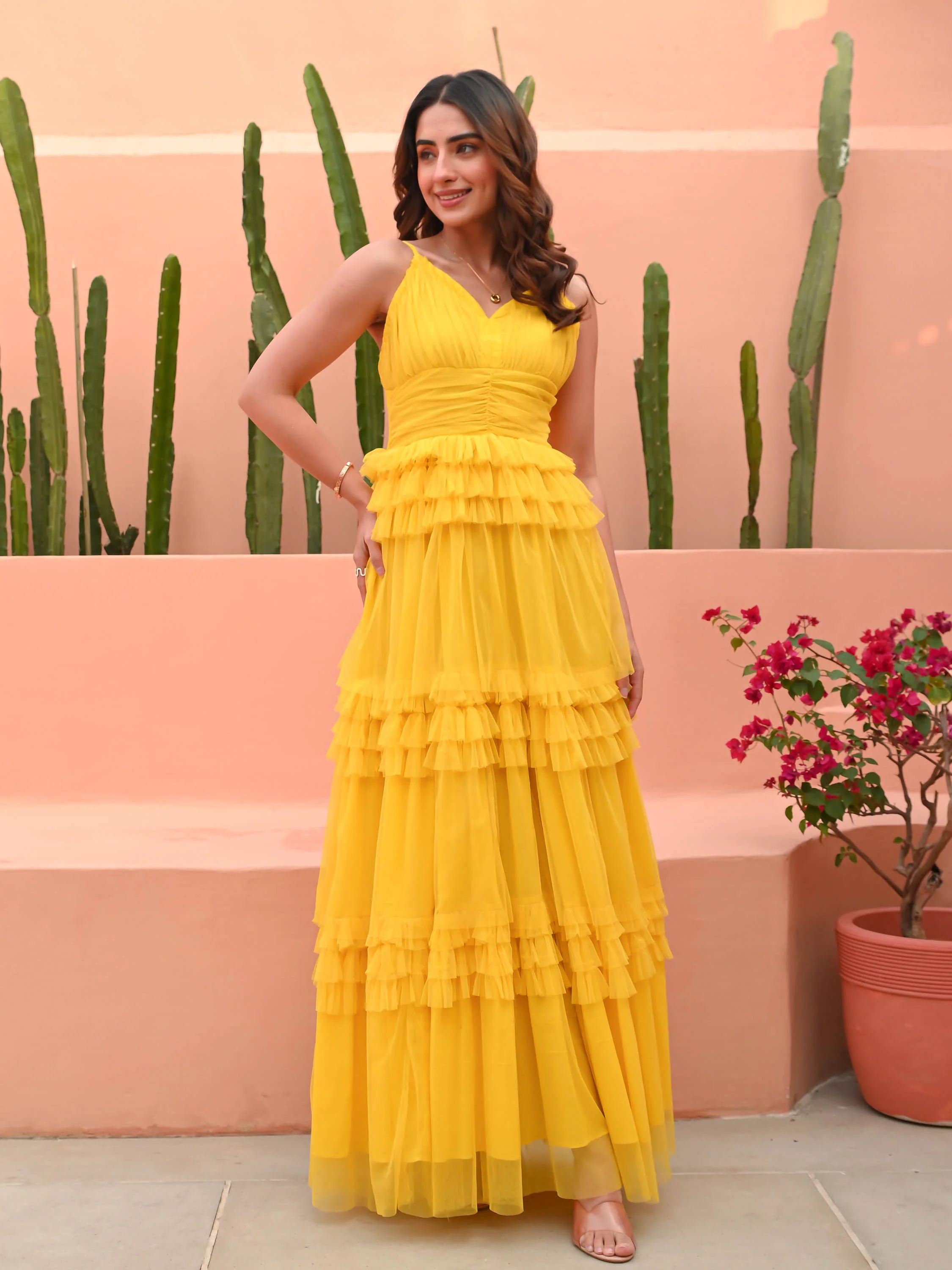 Yellow Net Dress - Woolfily