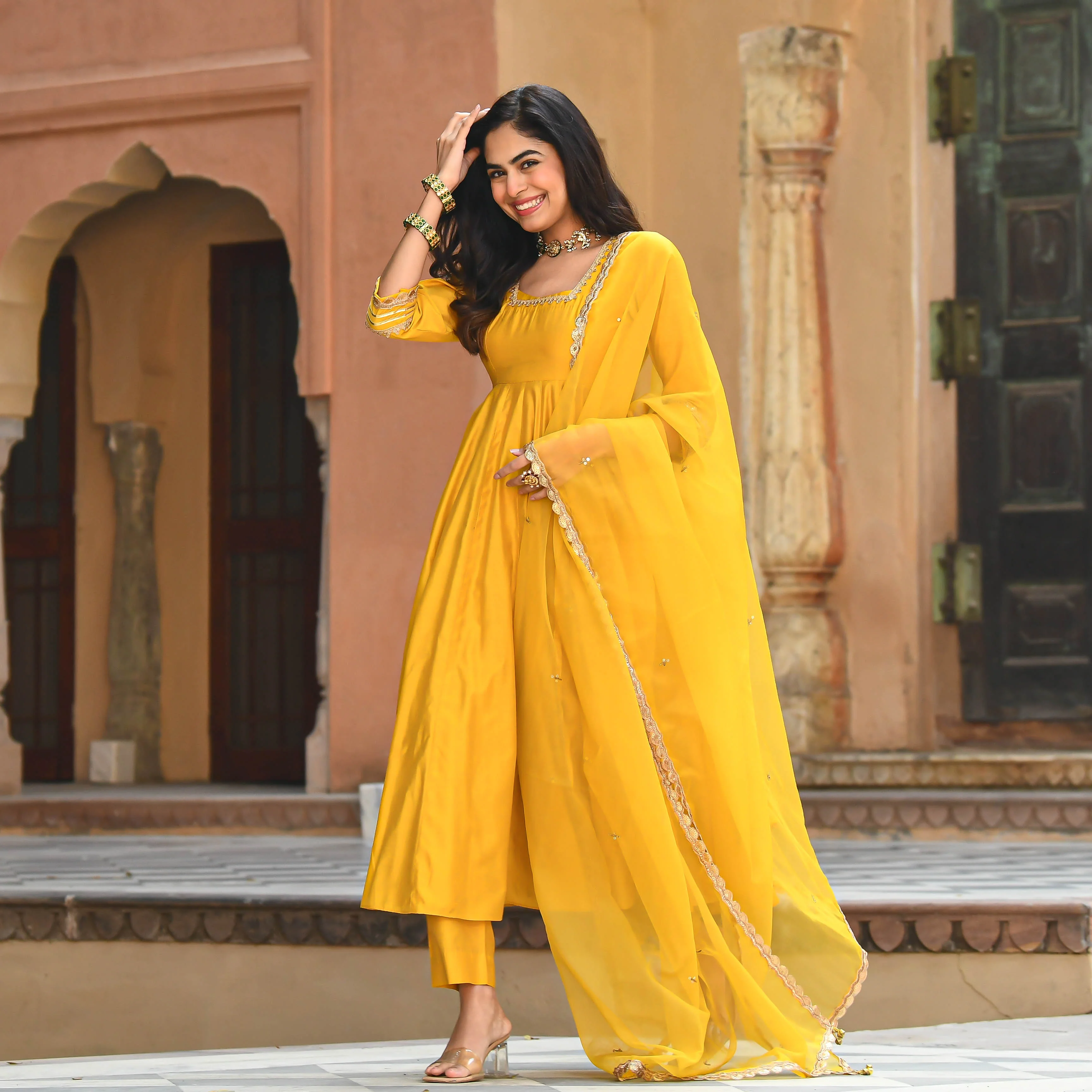 Bunaai Beautiful Yellow Salwar Suit - Woolfily