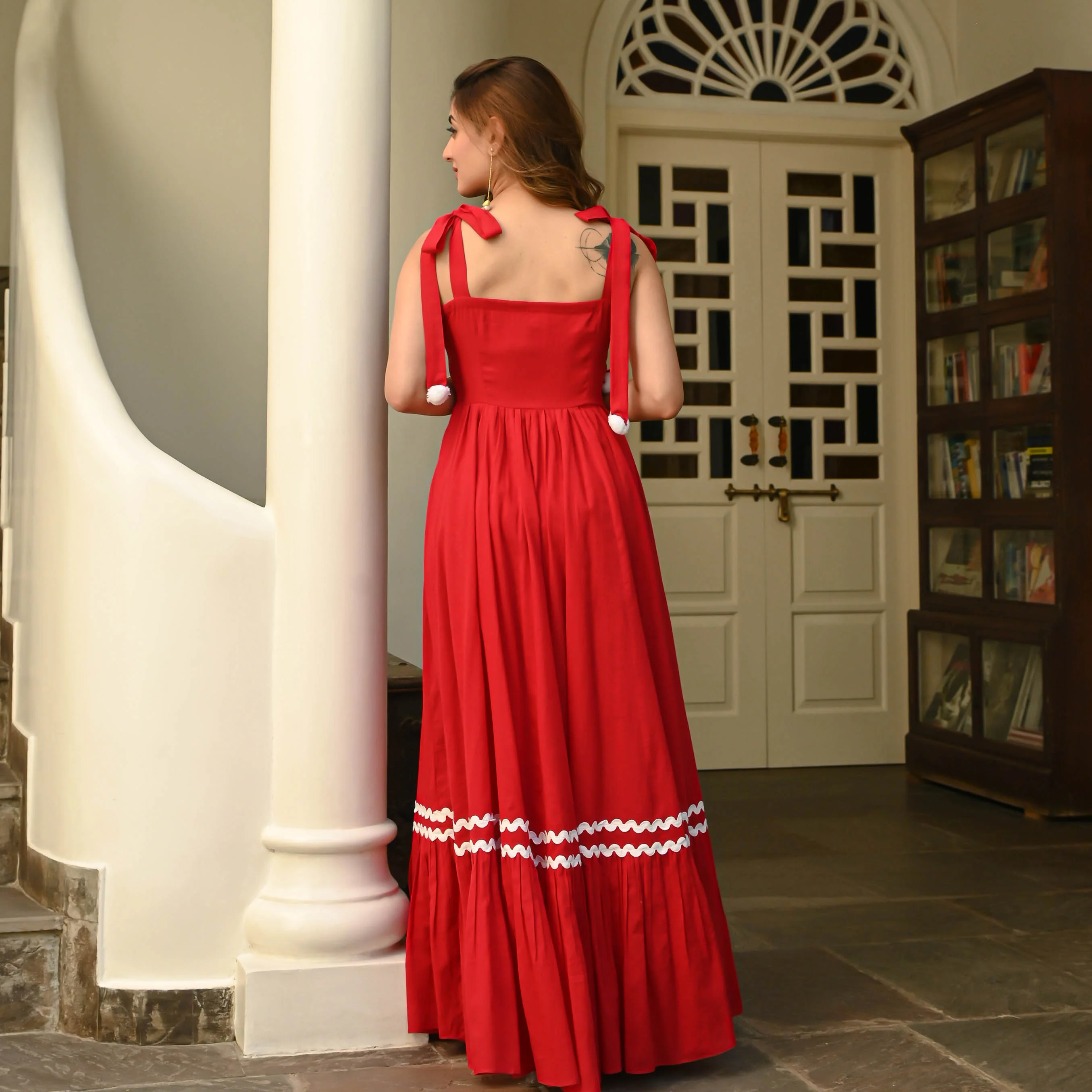 Hot Red Cotton Dress - Woolfily