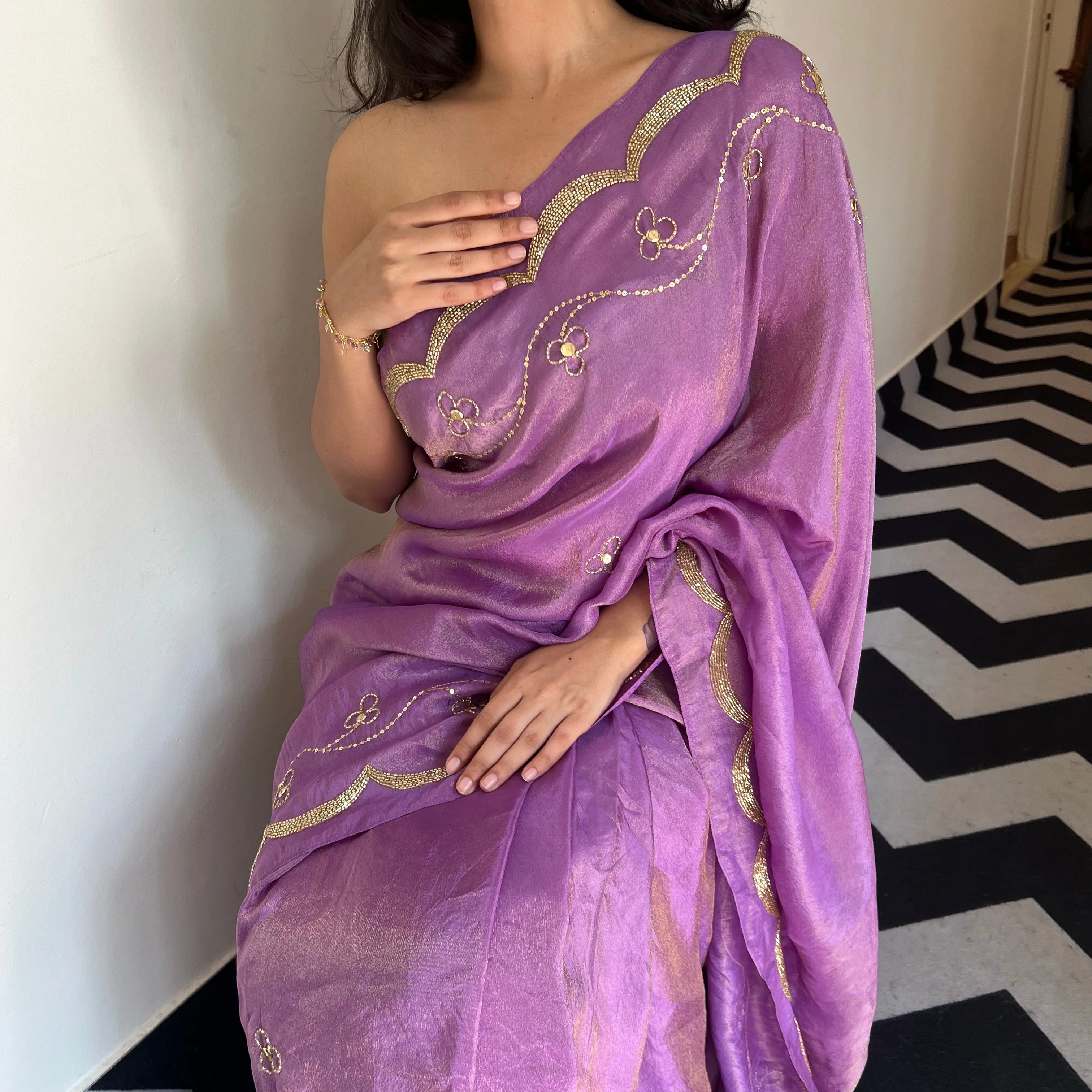 Purple Paradise Tissue Saree - Woolfily