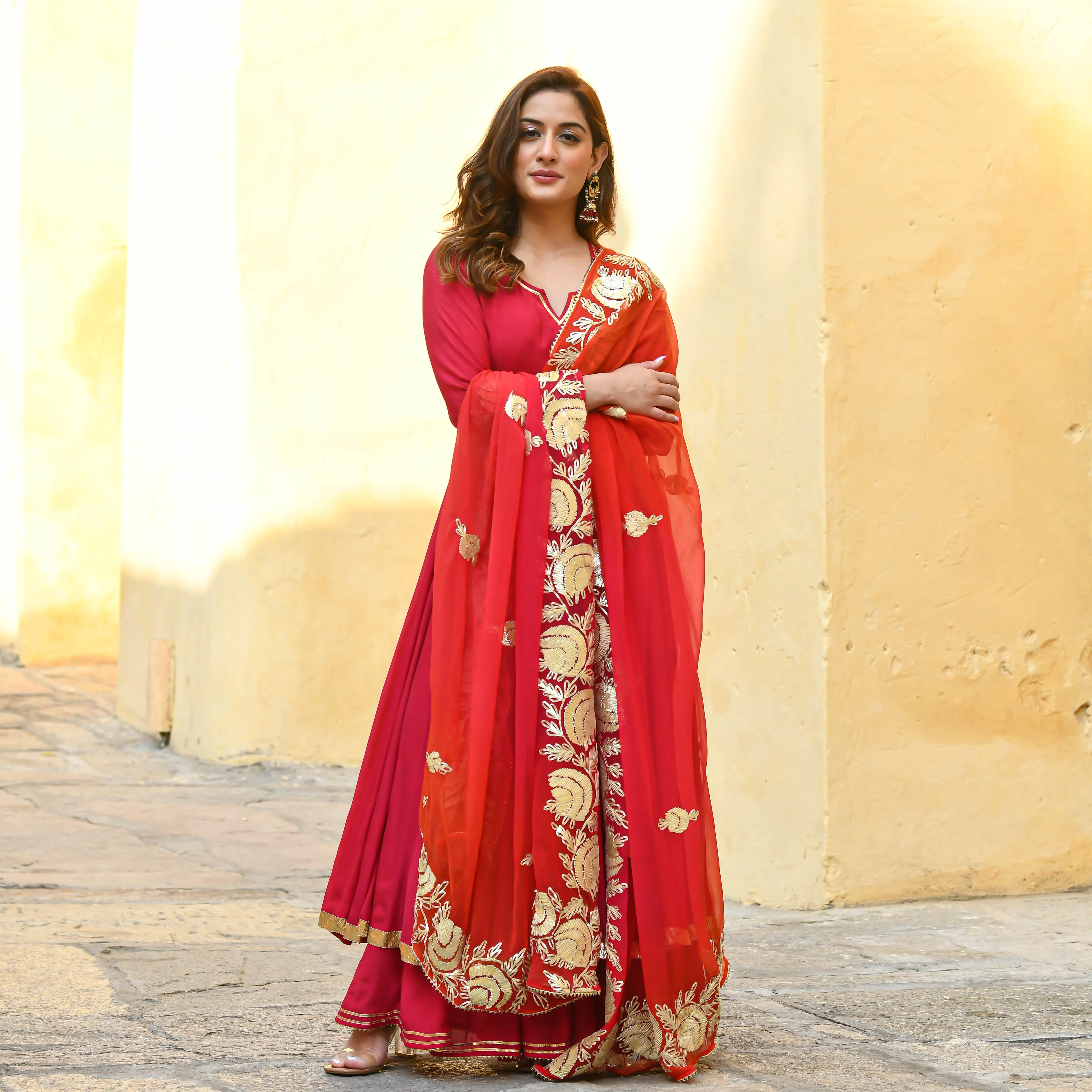 Pink Orange Shades Gotta Work Salwar Suit - Woolfily