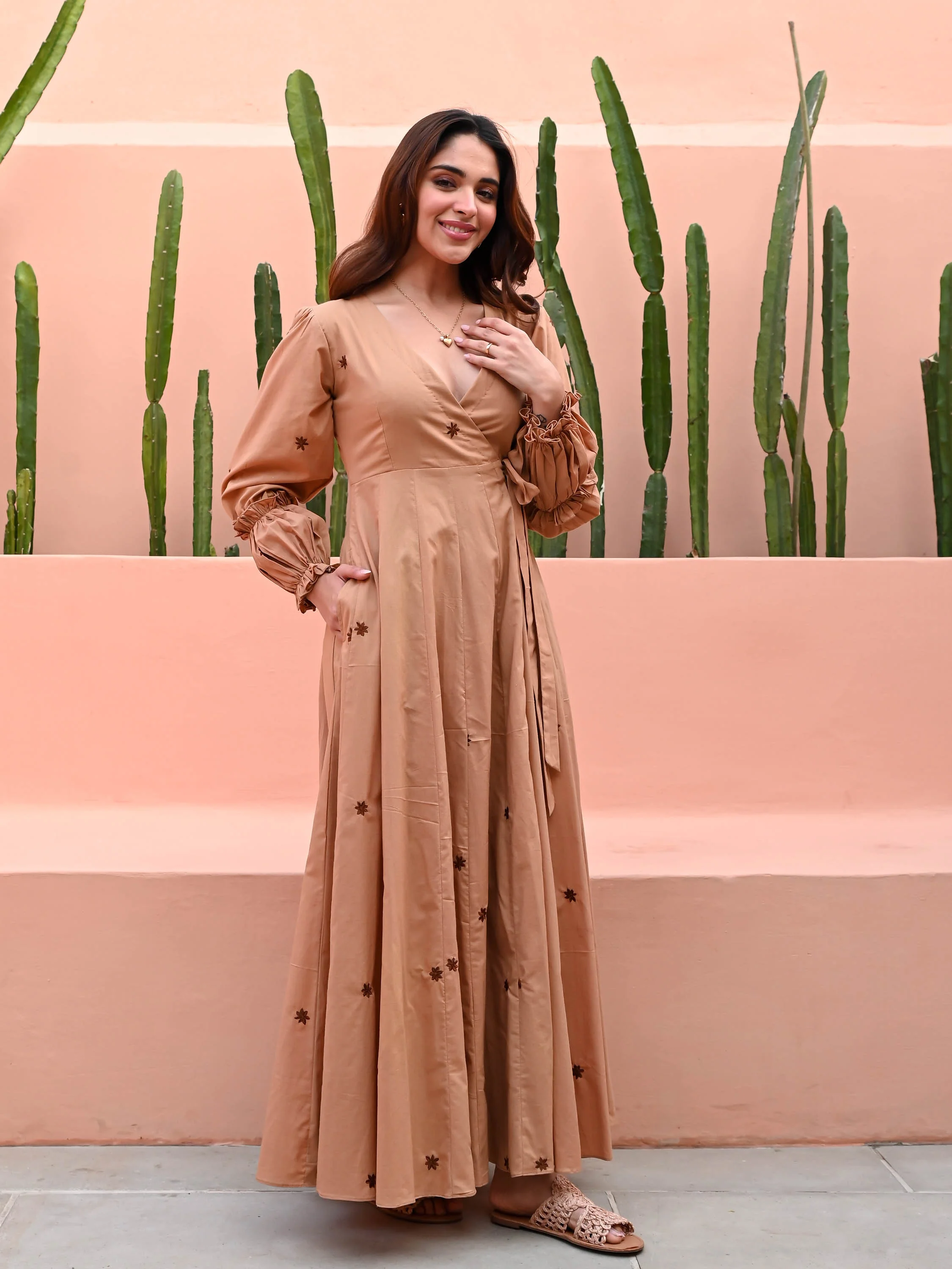 Sandstone Cotton Dress - Woolfily