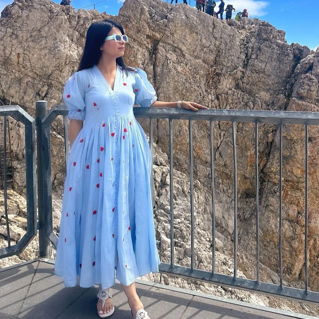 Bunaai Minty Marvel Embroidered Cotton Dress - Woolfily