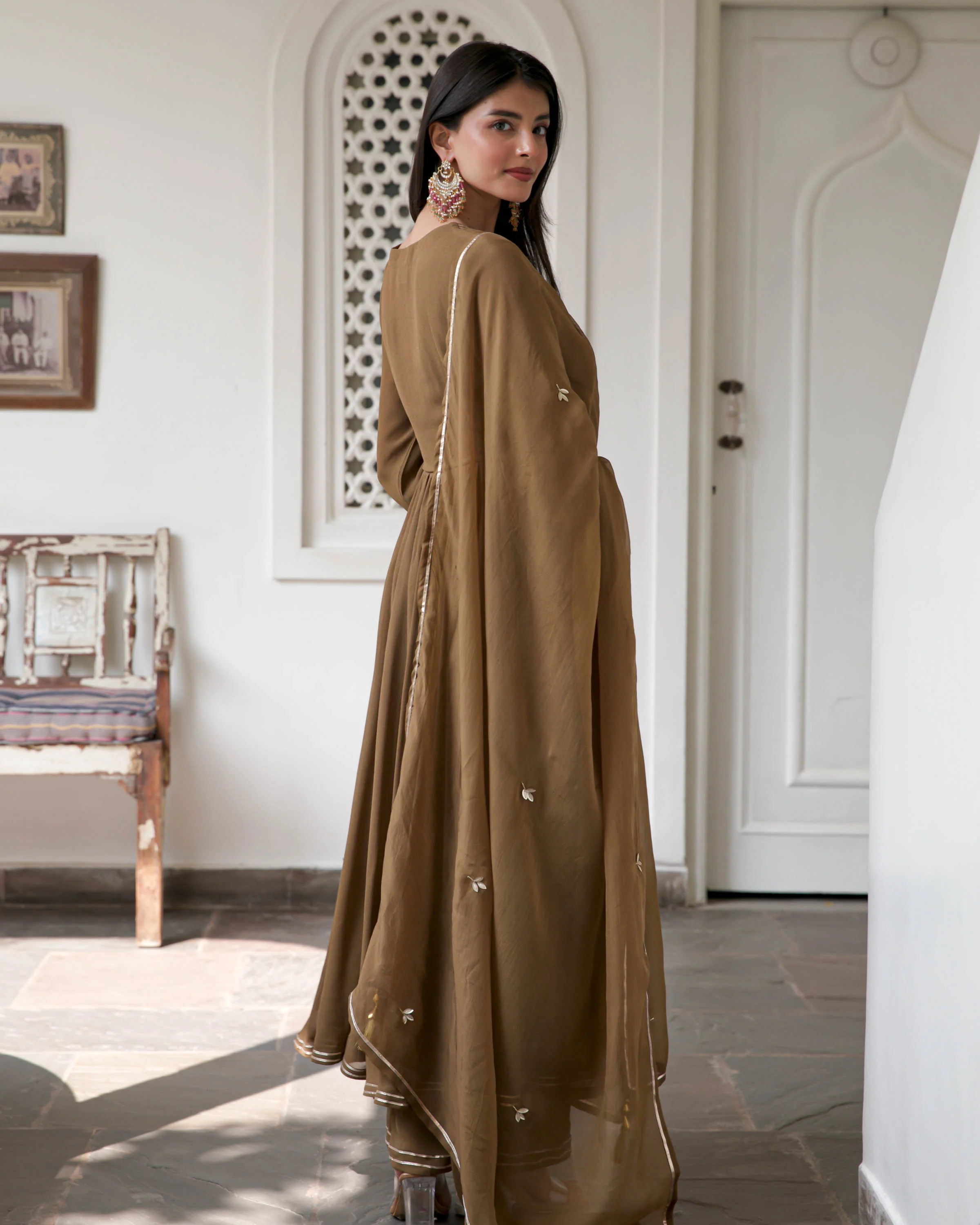 Brown Georgette Suit Set - Woolfily