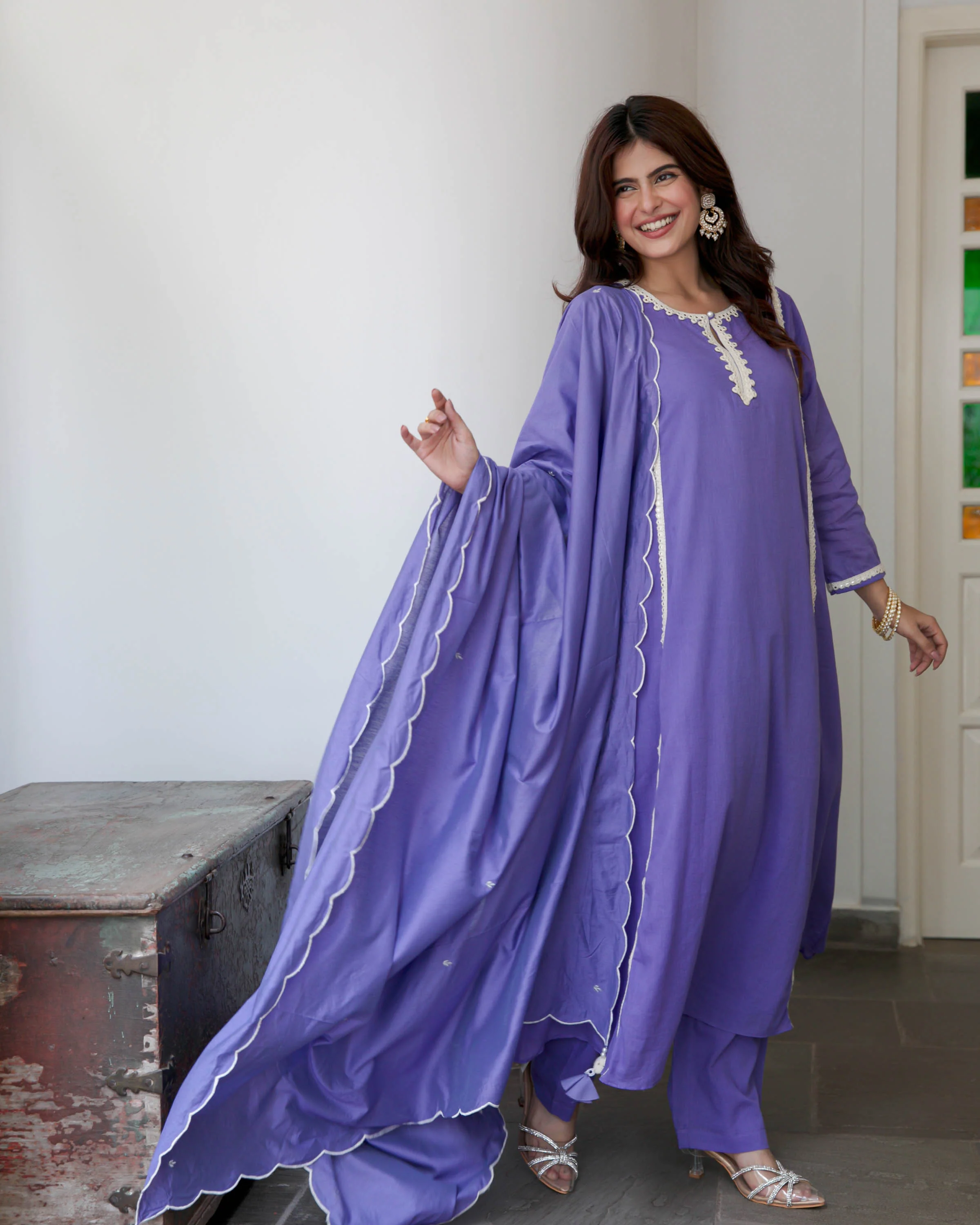 Purple Cotton Suit Set - Woolfily