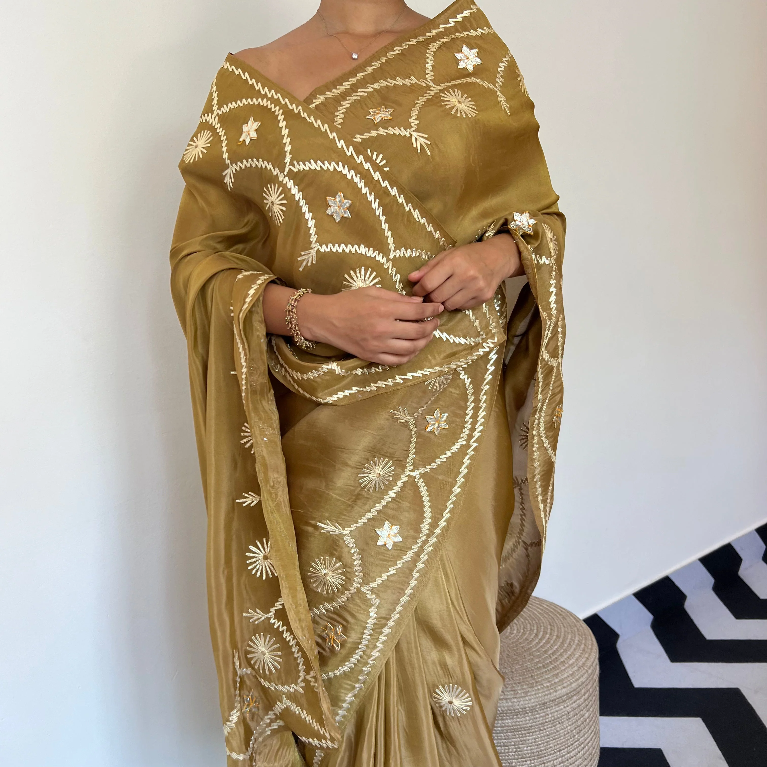 Bronze Love Tissue Saree - Woolfily