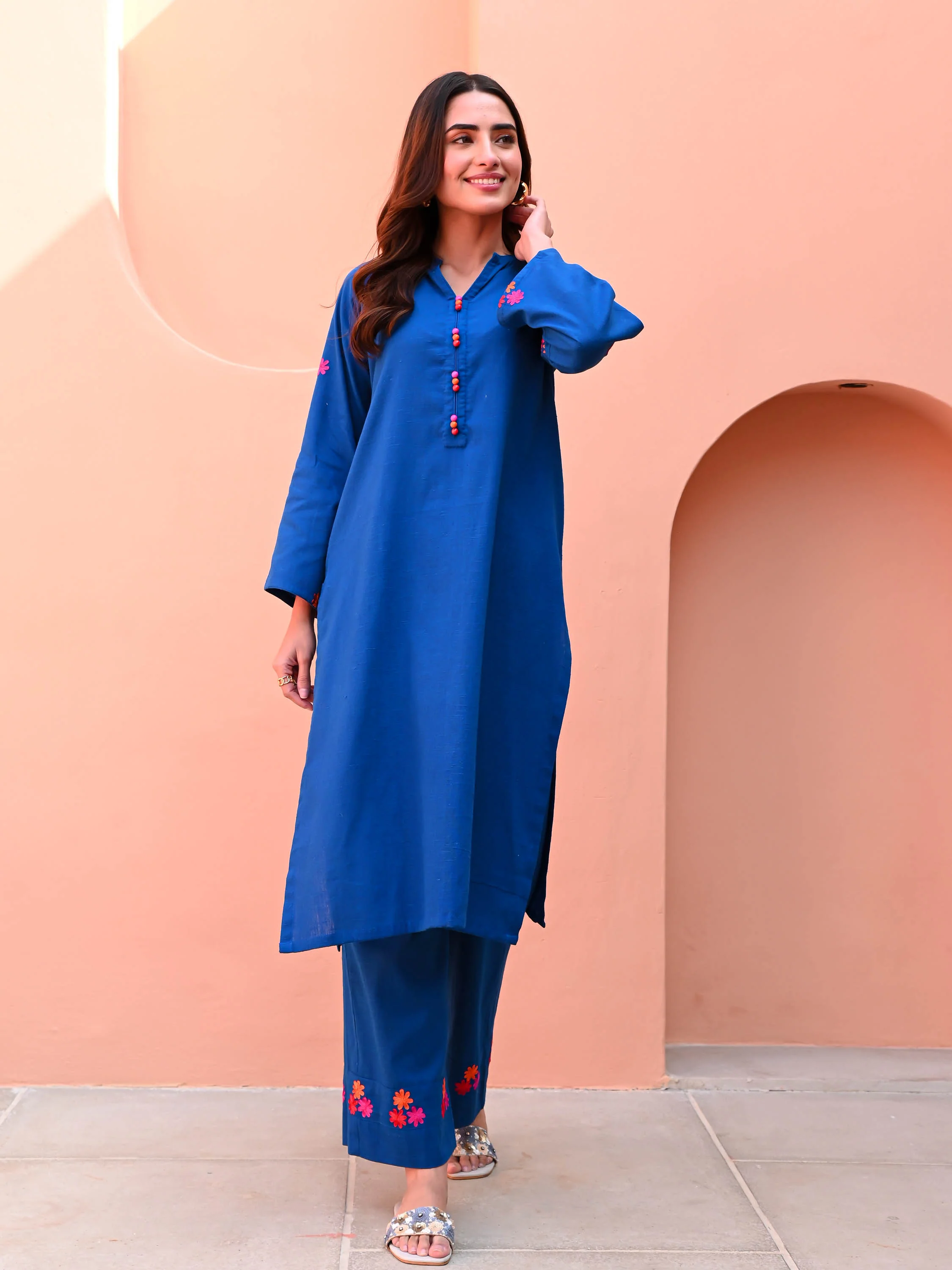 Lapis Blue Cotton Kurta Set - Woolfily