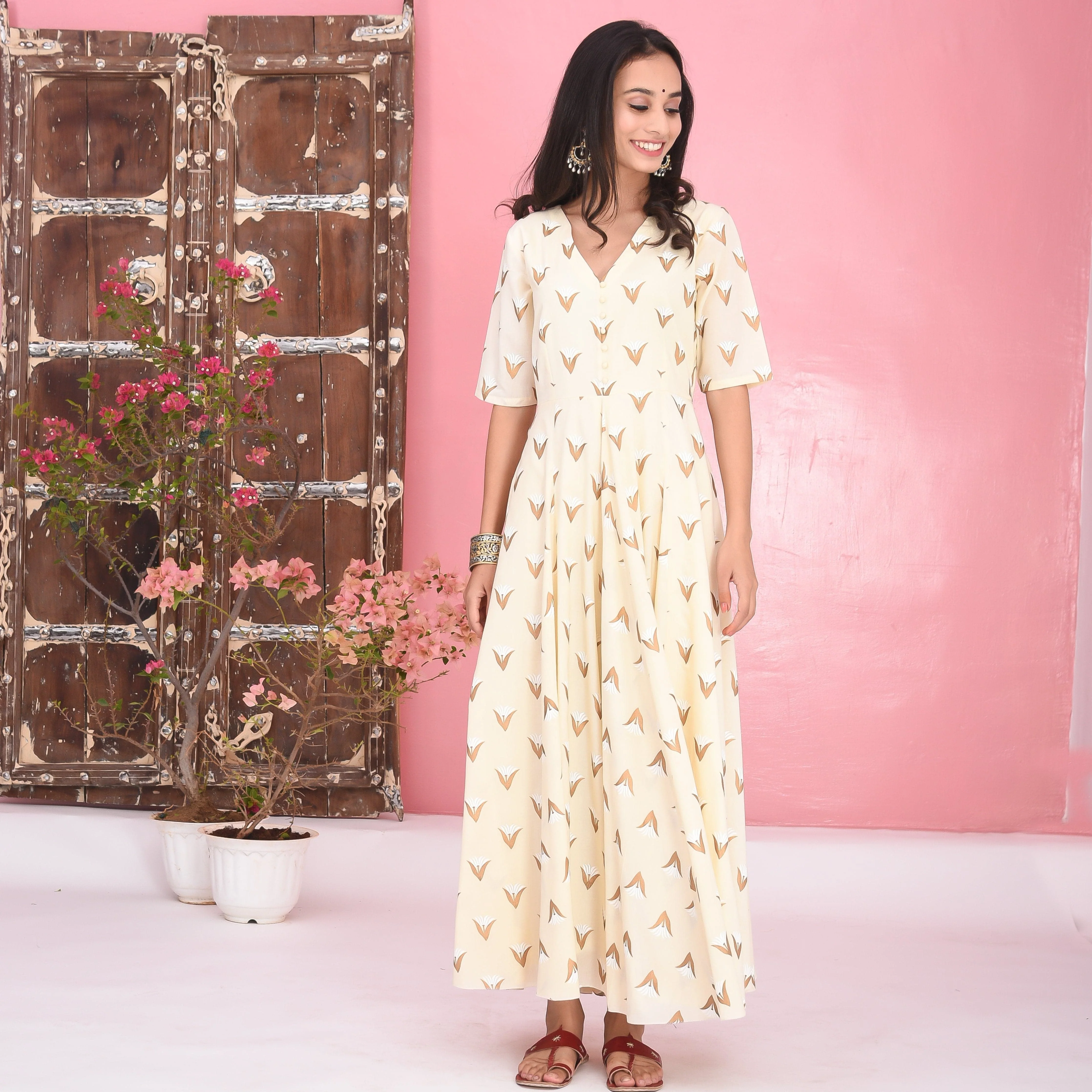 Bunaai Cream Cotton Dress - Woolfily
