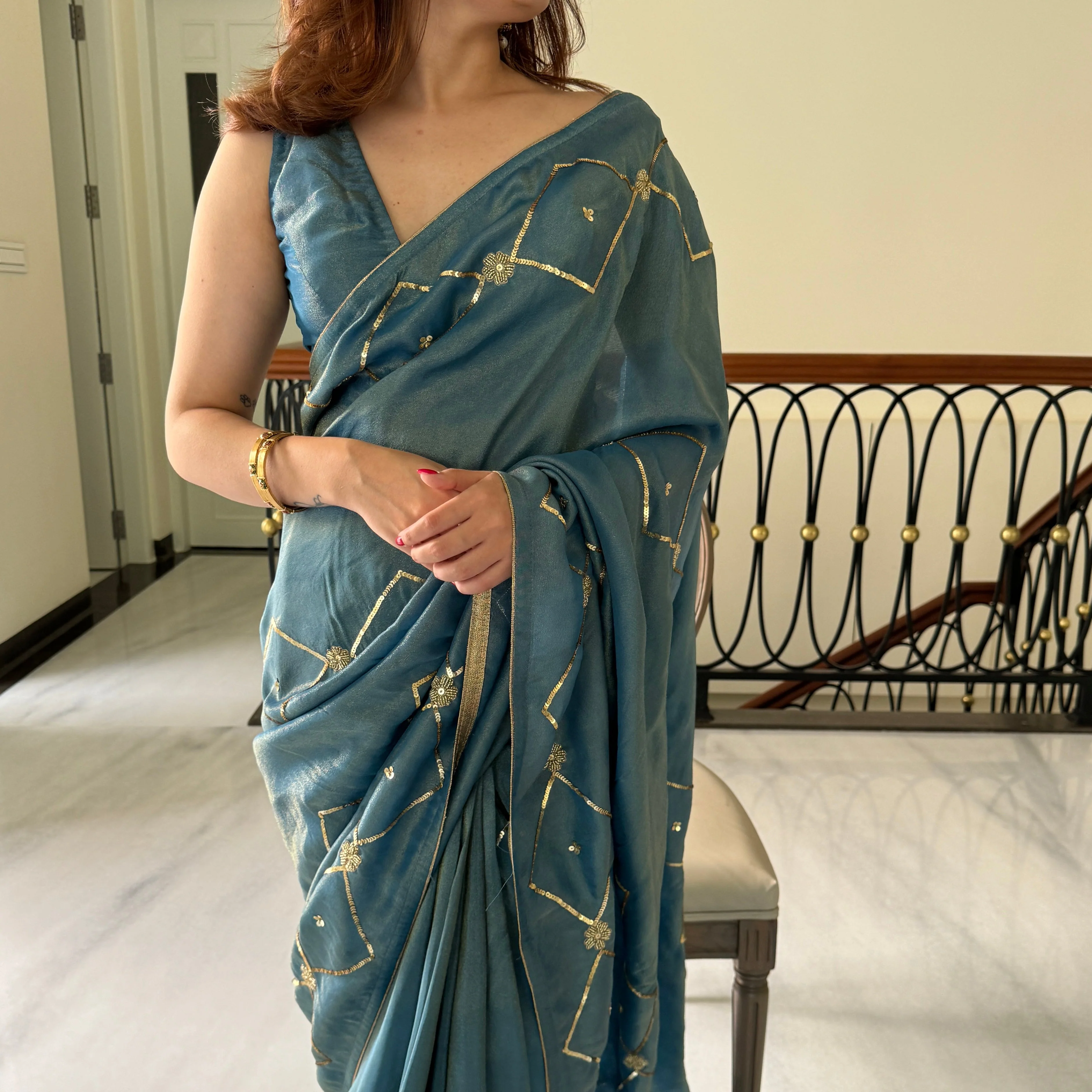 Blue Silk Saree - Woolfily