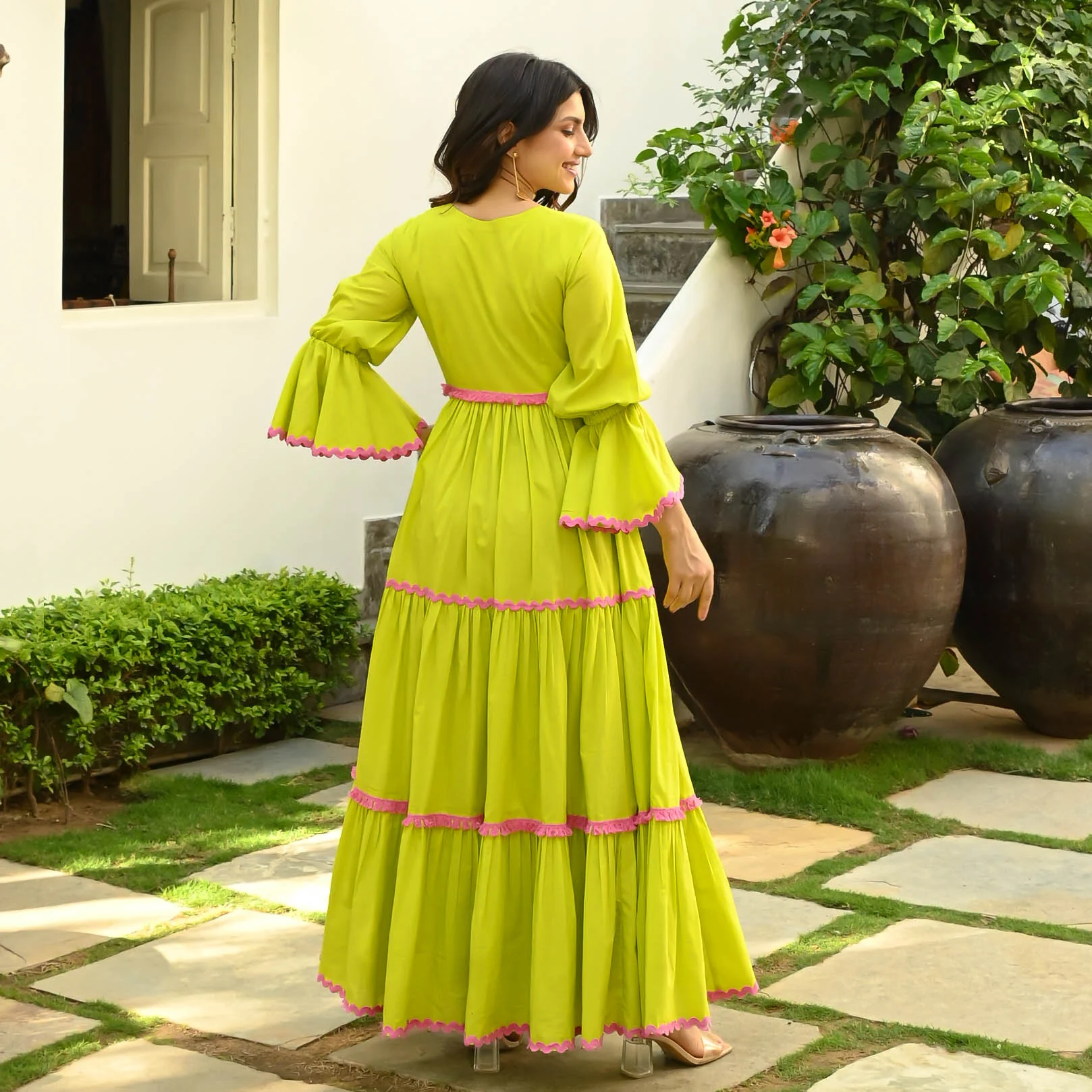 Bunaai TENDER GREEN COTTON DRESS - Woolfily
