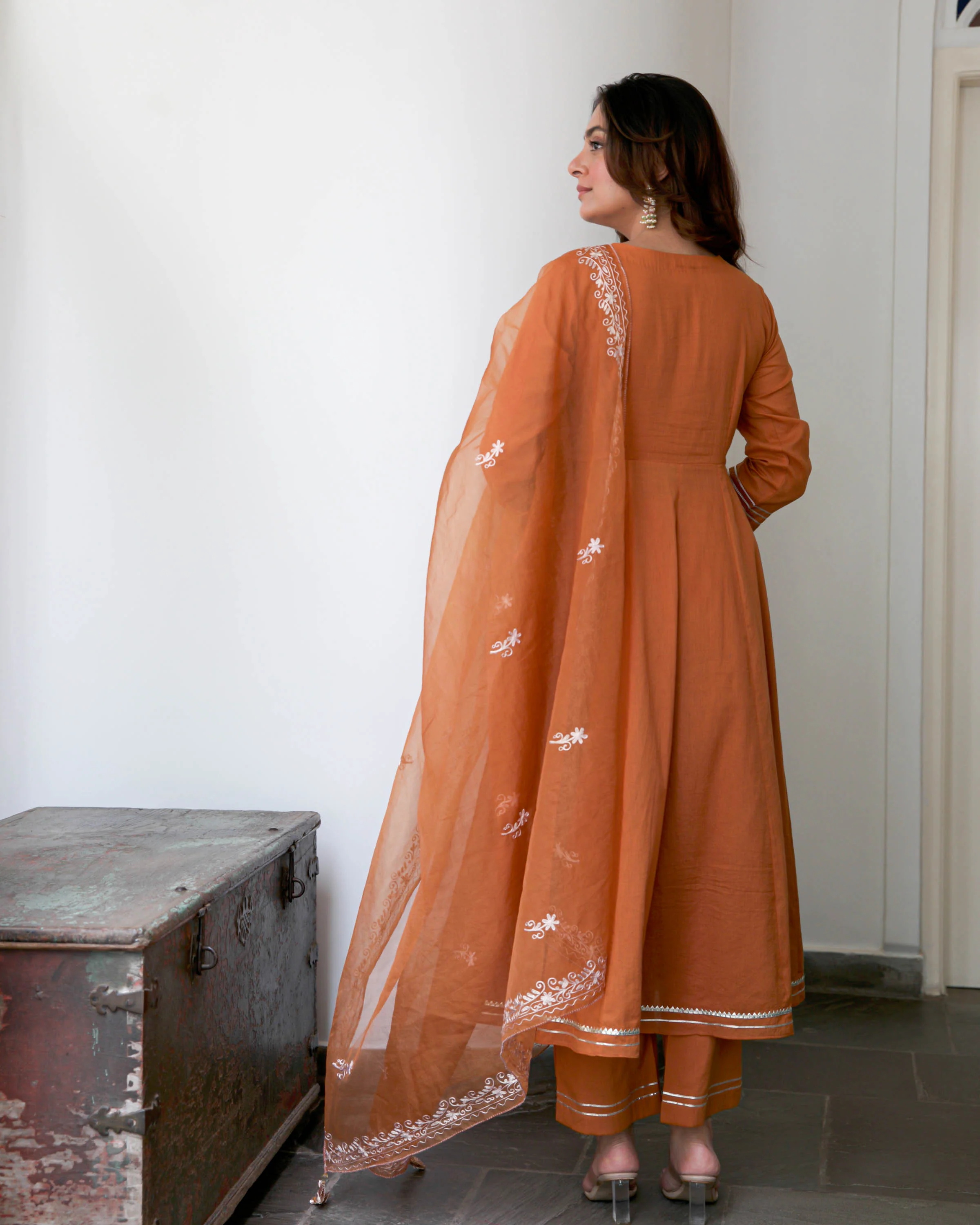 Rust Orange Cotton Suit Set - Woolfily