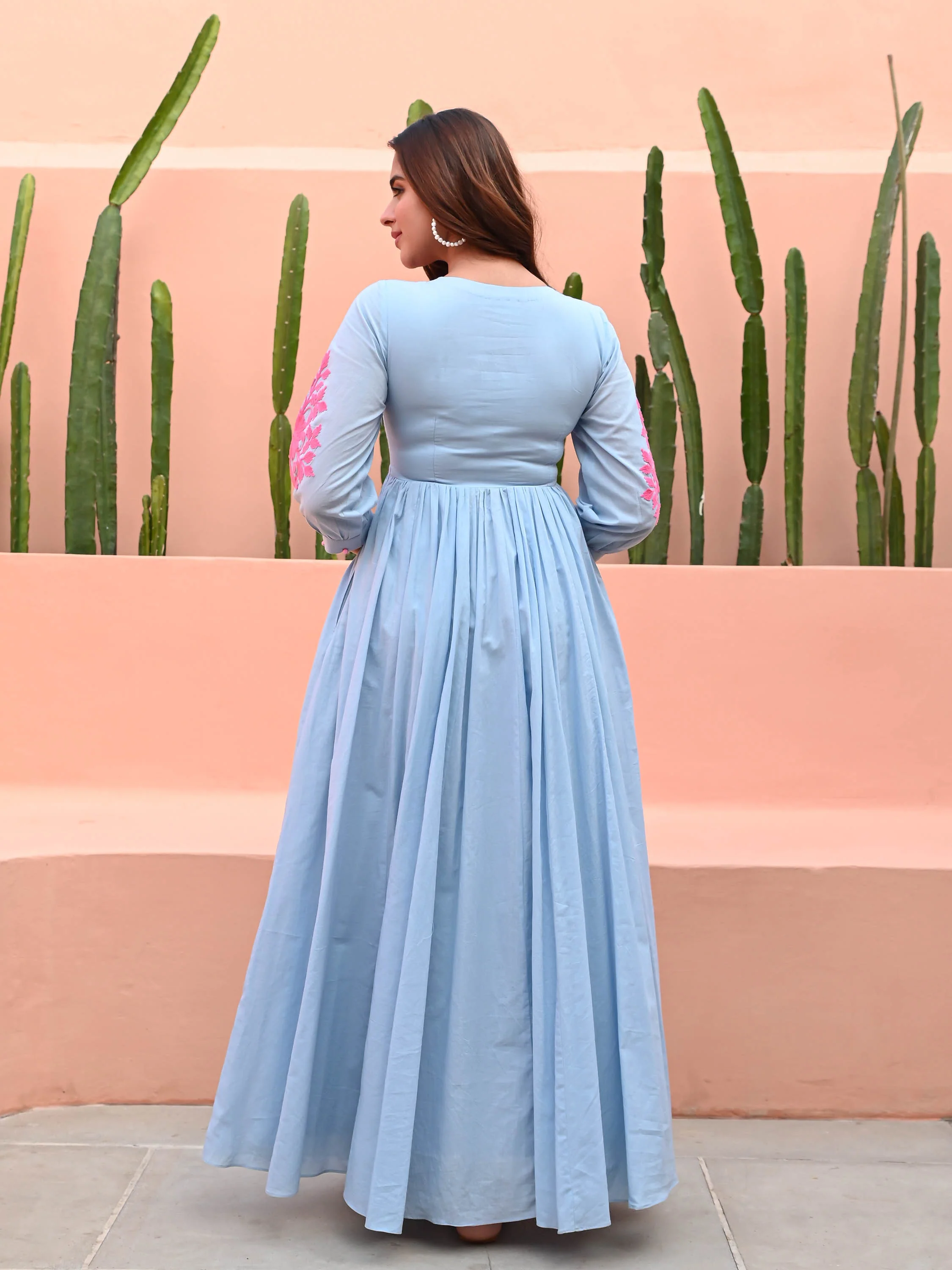 Dreamy Blue Embroidered Dress - Woolfily