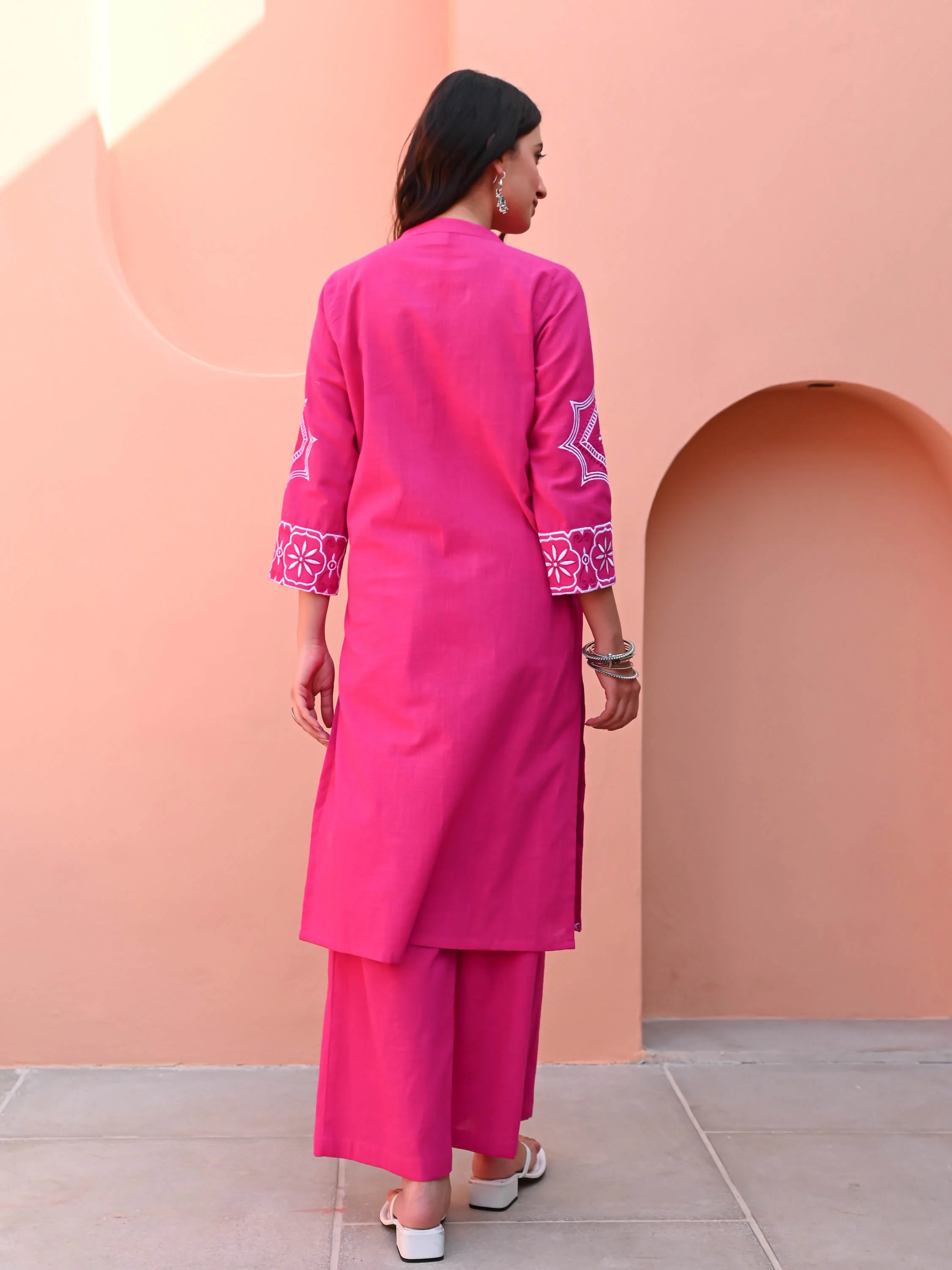 Aurora Pink Cotton Kurta Set - Woolfily