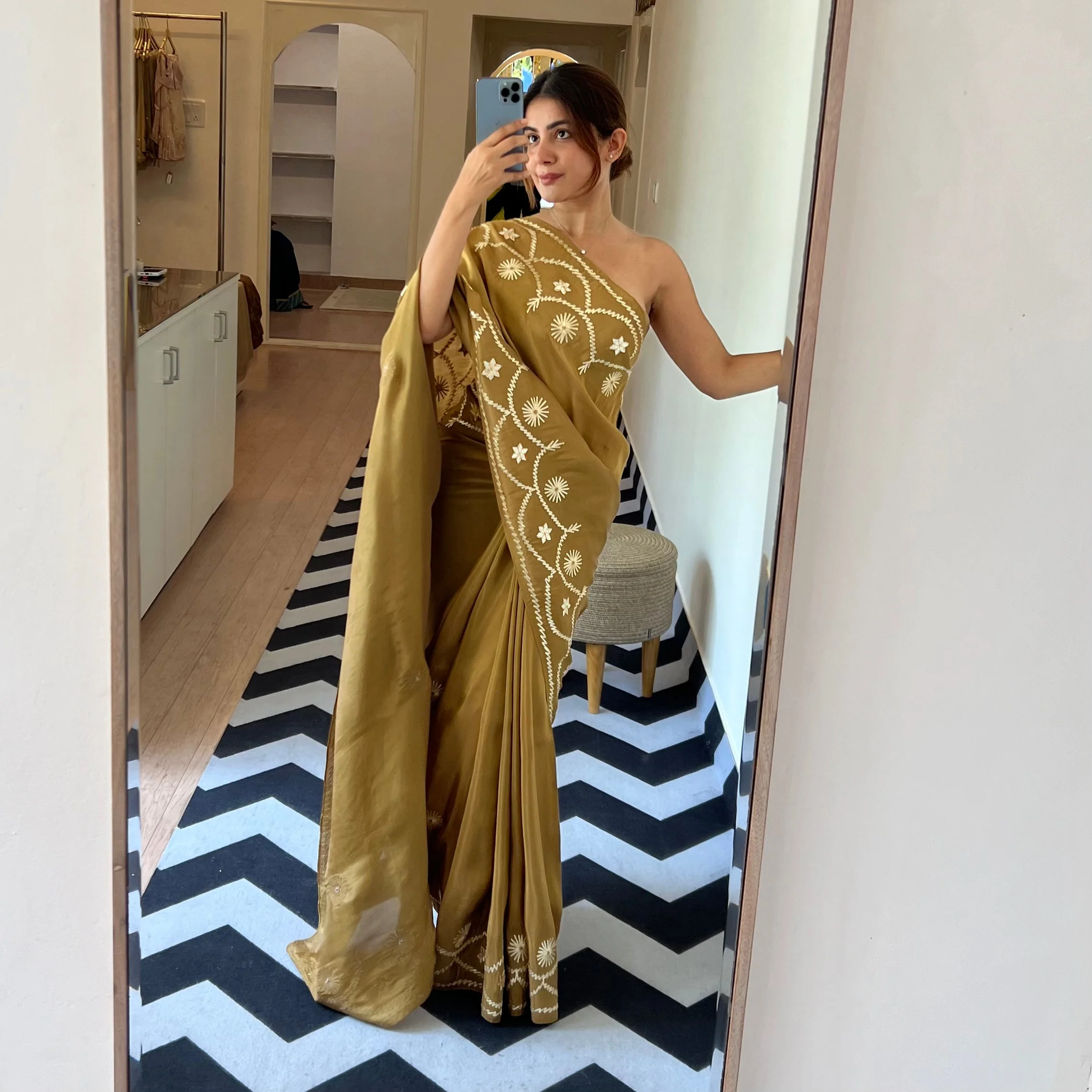 Bronze Love Tissue Saree - Woolfily