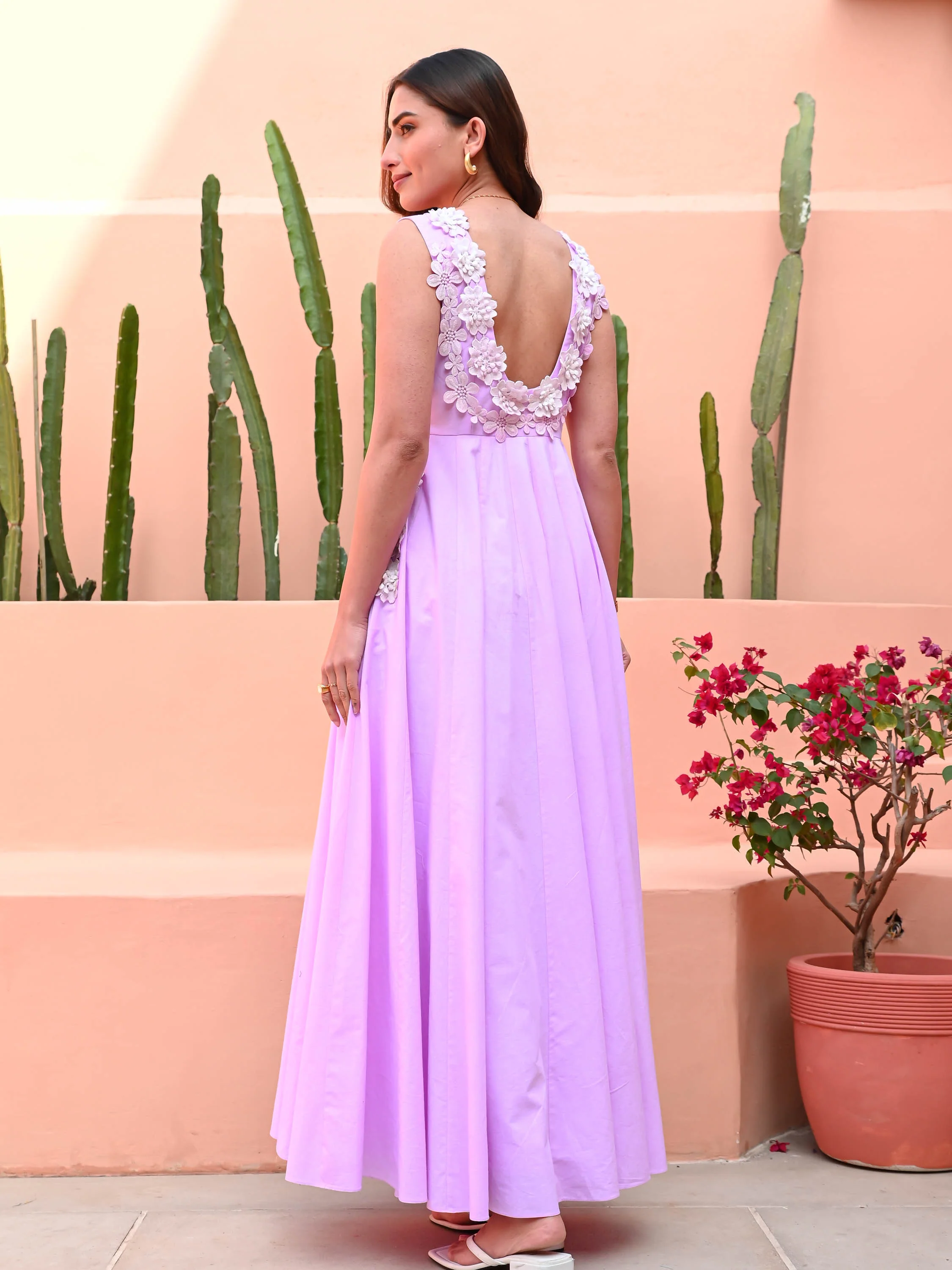 Moonlight Mauve Cotton Dress - Woolfily