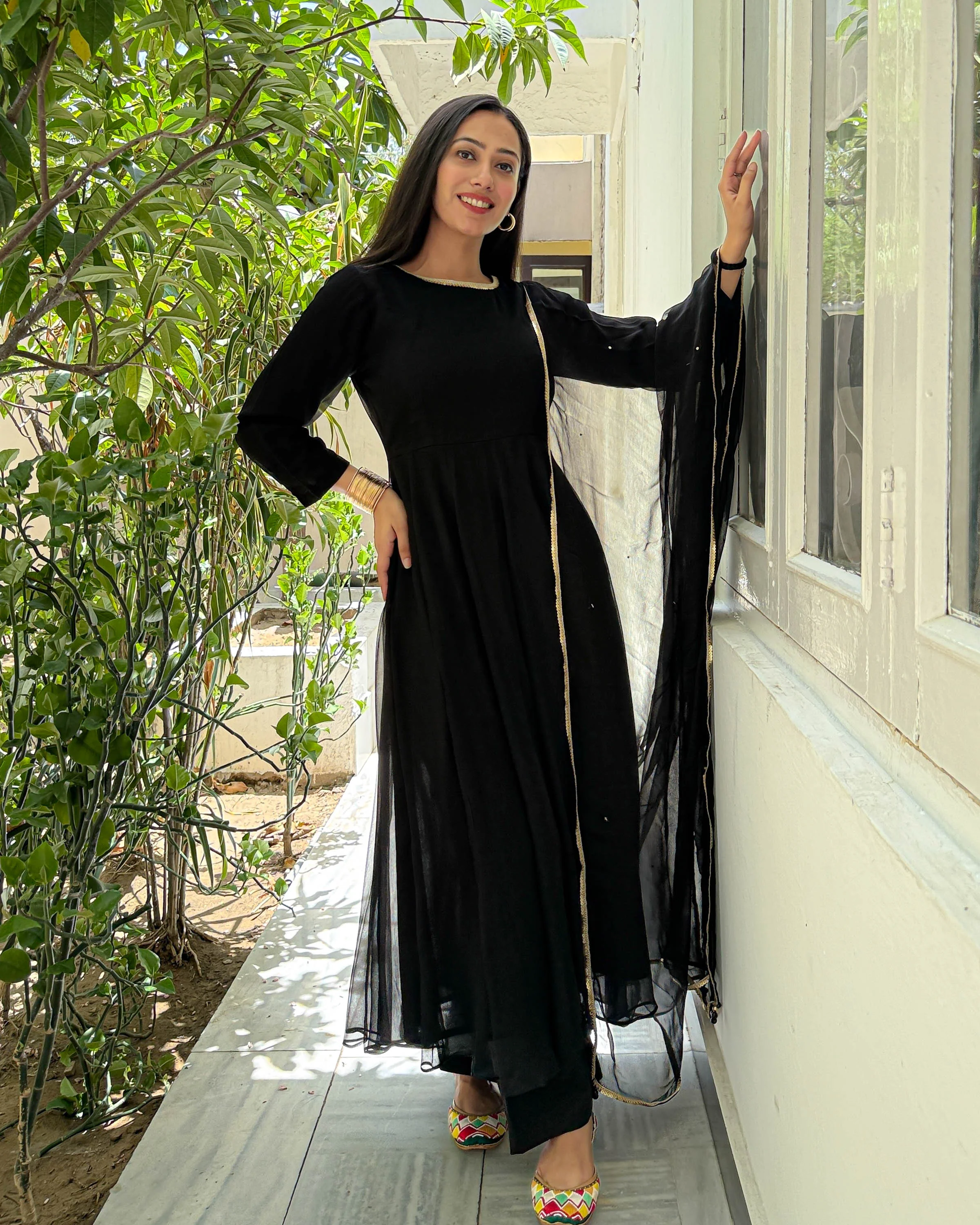 Black Chiffon Sequin Suit Set - Woolfily