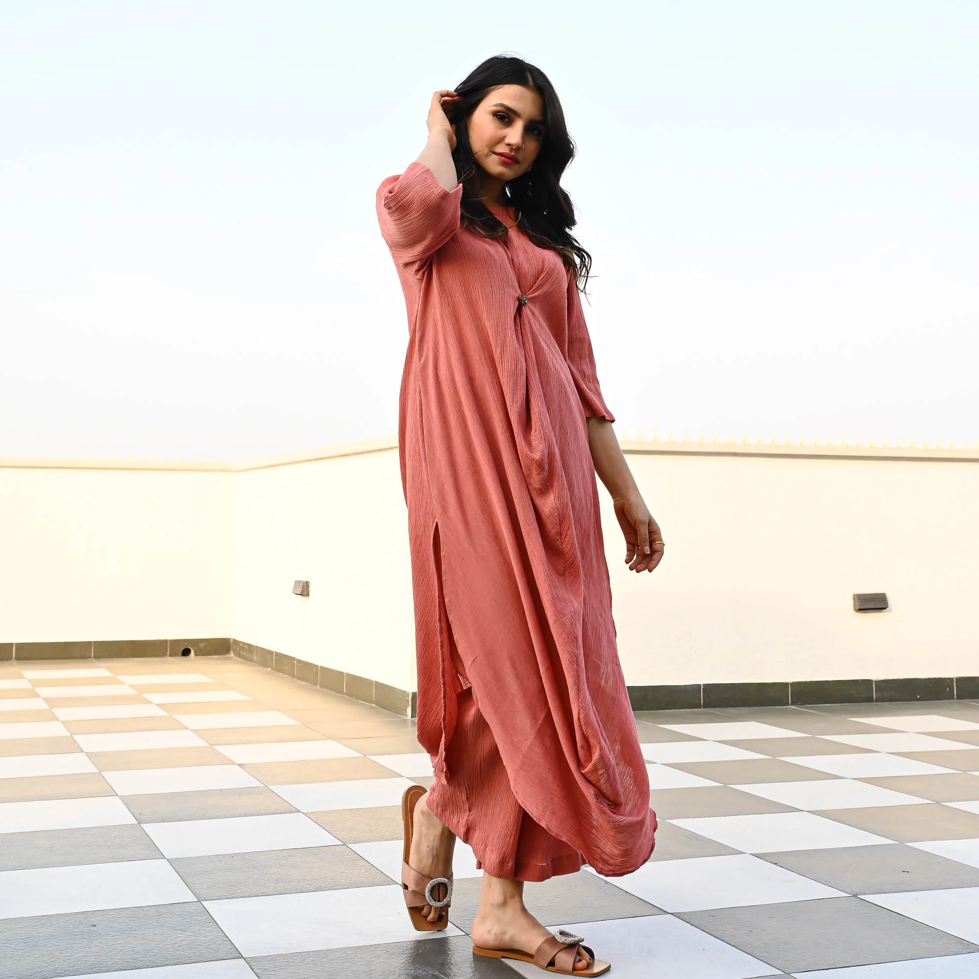 Bunaai Rust Crushed Cotton Coord Set - Woolfily