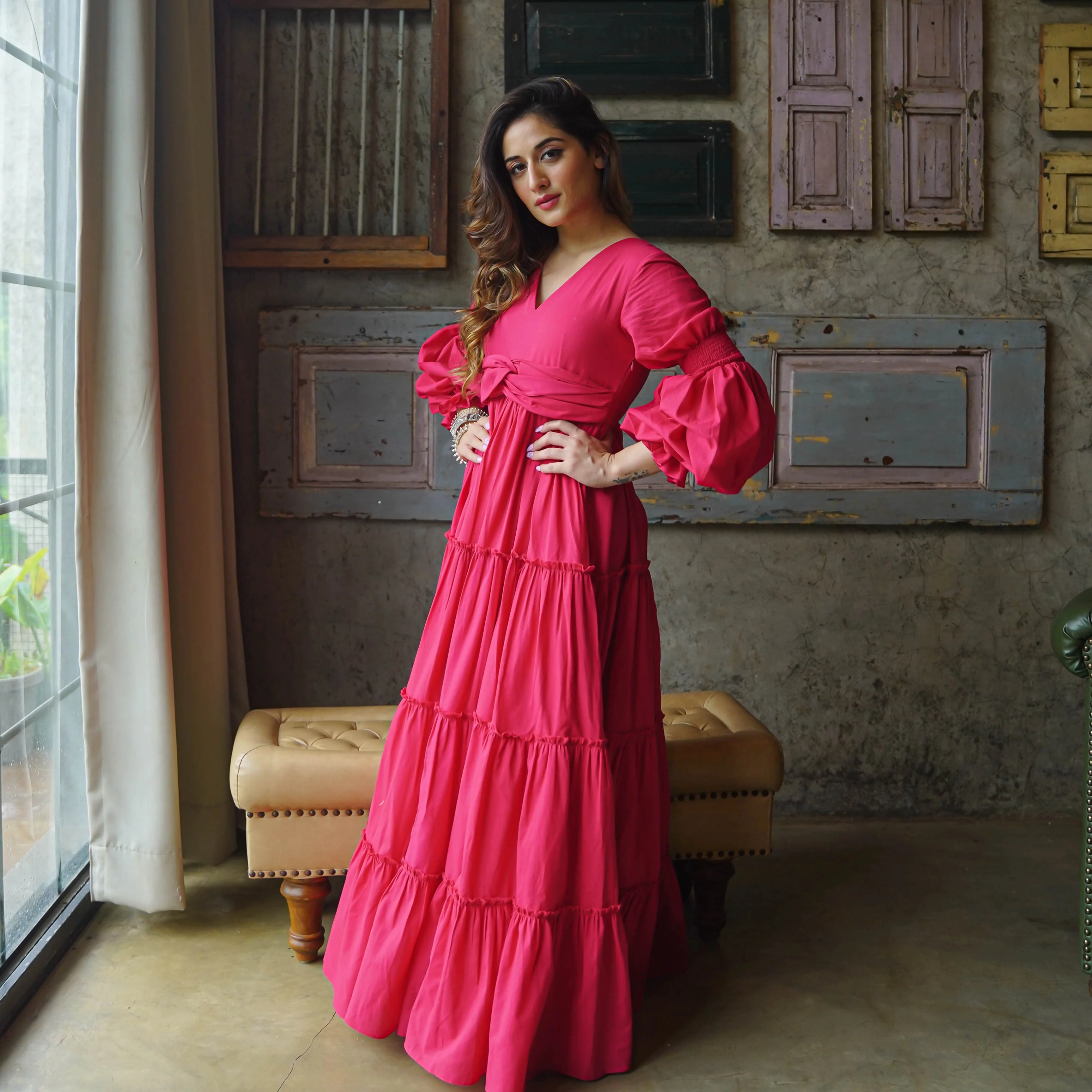 Bunaai Amara Belt Cotton Maxi Dress - Woolfily