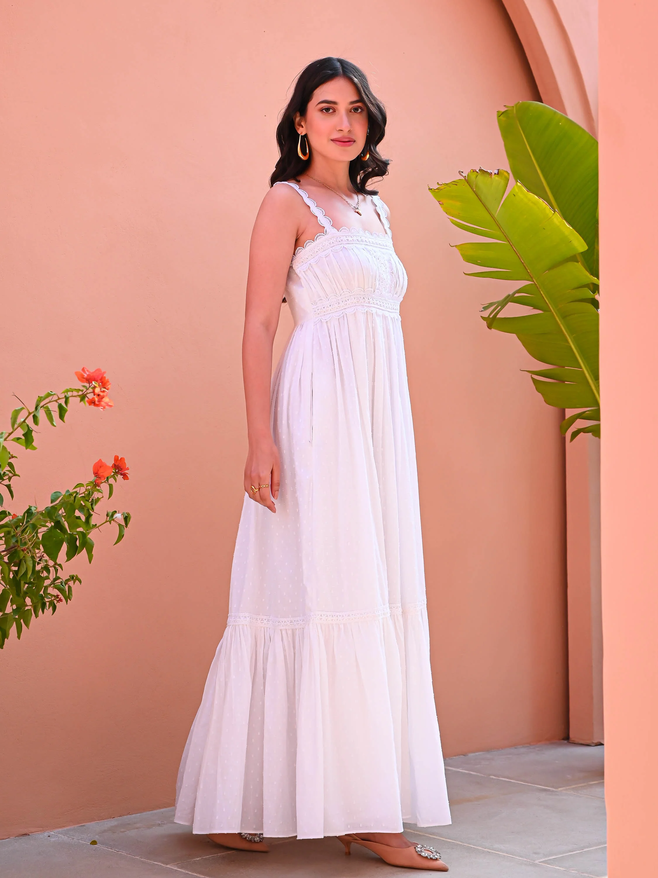 Classic White Tiered Dress - Woolfily