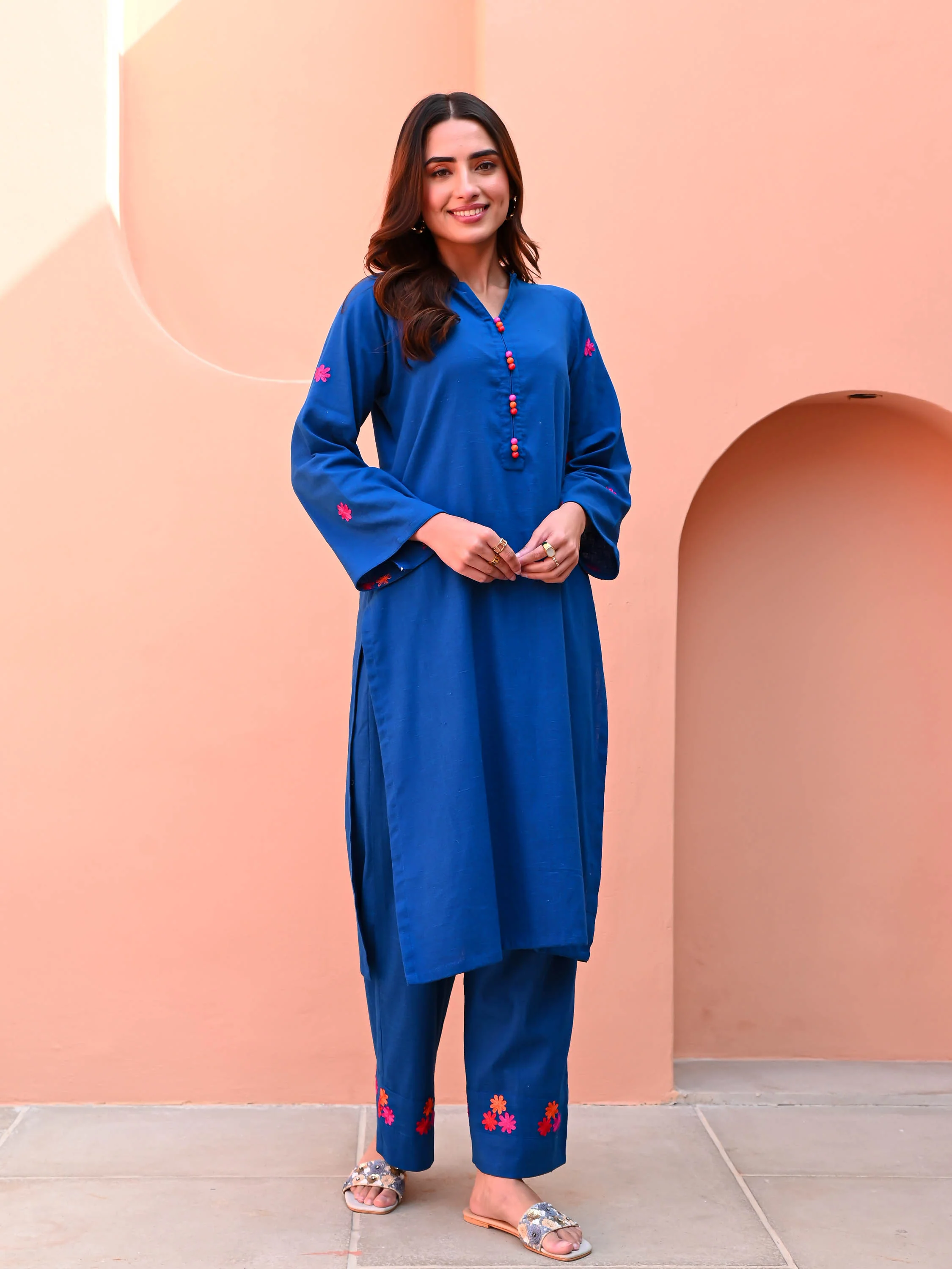 Lapis Blue Cotton Kurta Set - Woolfily