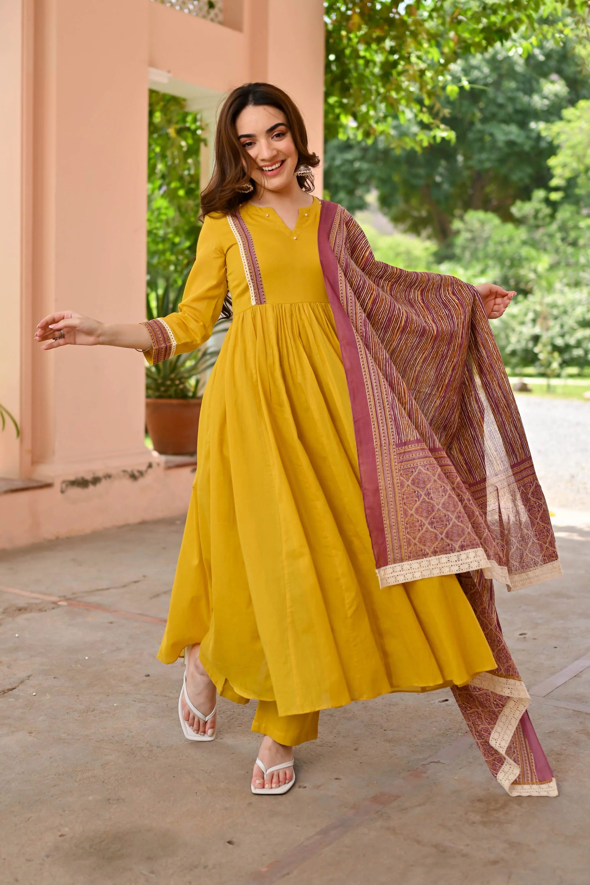 Navya Cotton Suit Set Trio - Woolfily