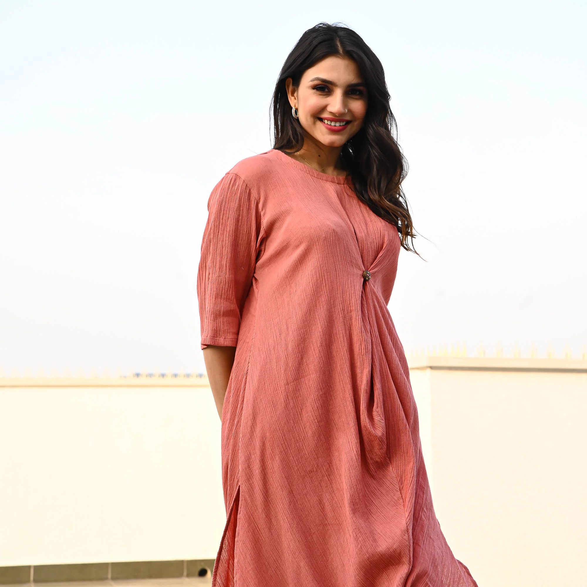 Bunaai Rust Crushed Cotton Coord Set - Woolfily