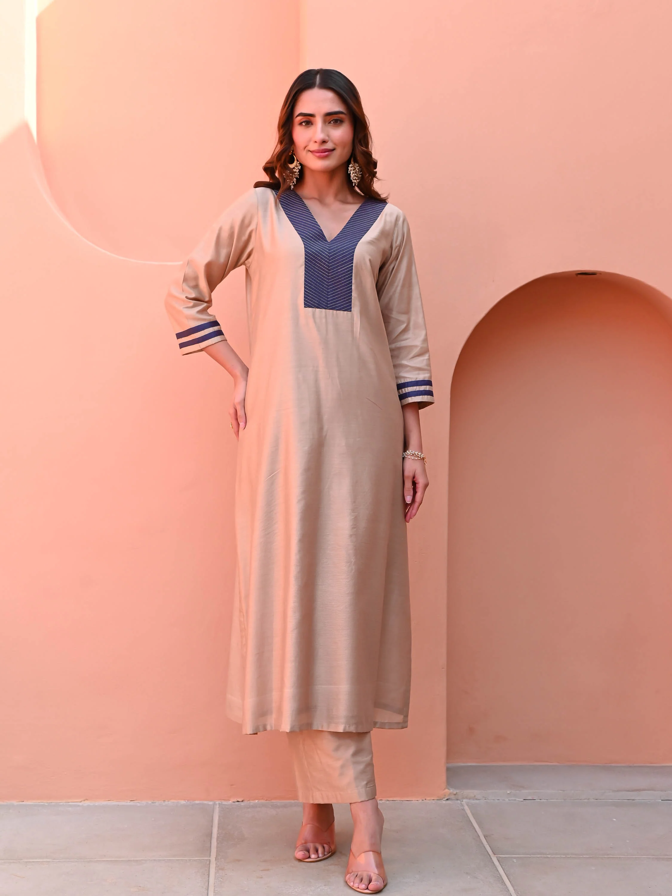 Smokegrey Silk Kurta Set - Woolfily