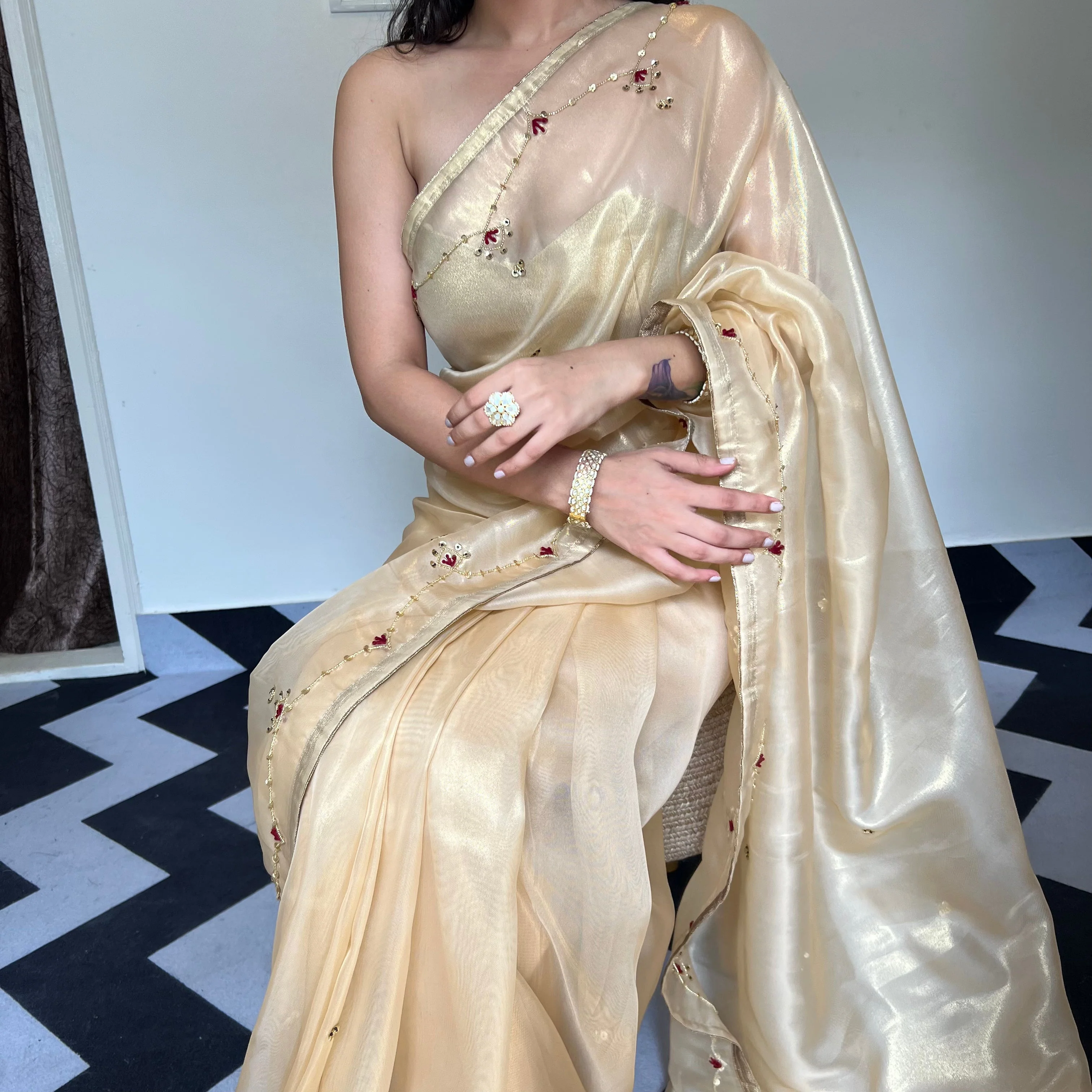 Golden Grace Saree - Woolfily