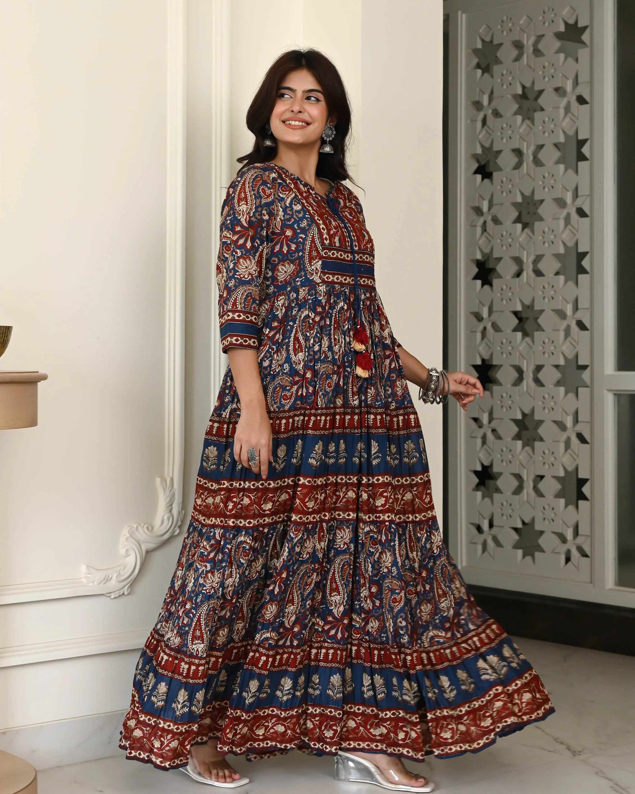 Handblock Printed Cotton Dress - Woolfily