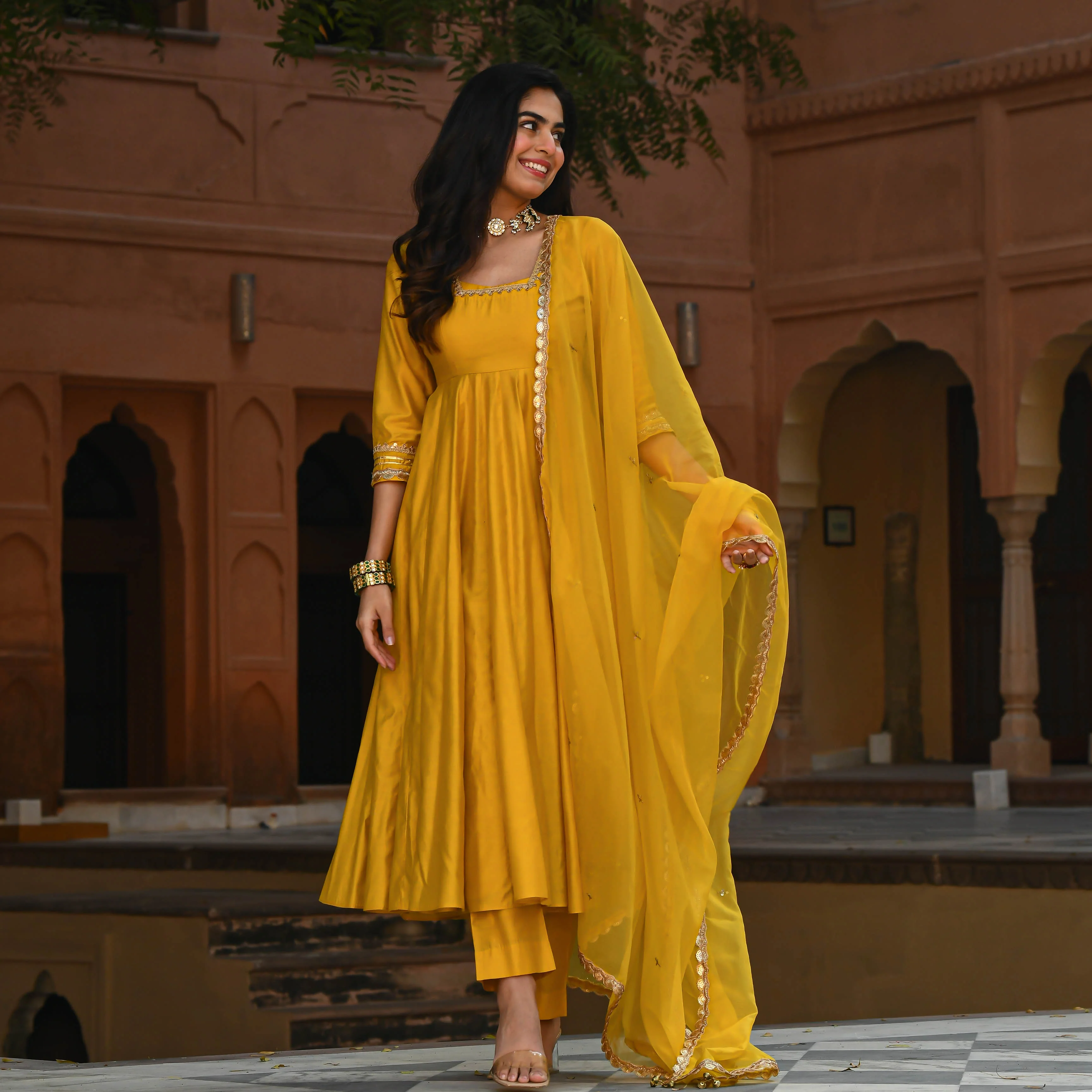 Bunaai Beautiful Yellow Salwar Suit - Woolfily