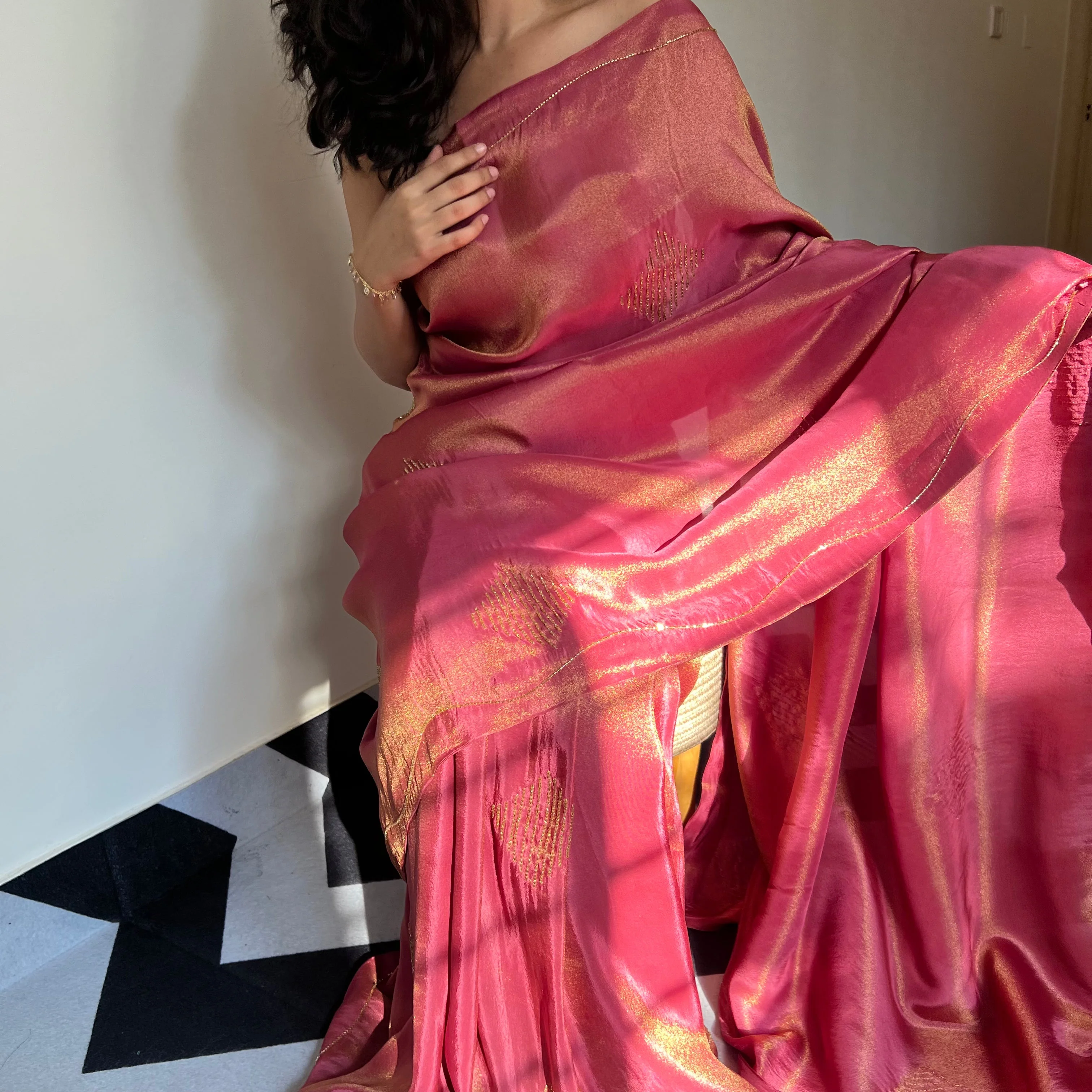 Ruby Radiance Tissue Saree - Woolfily